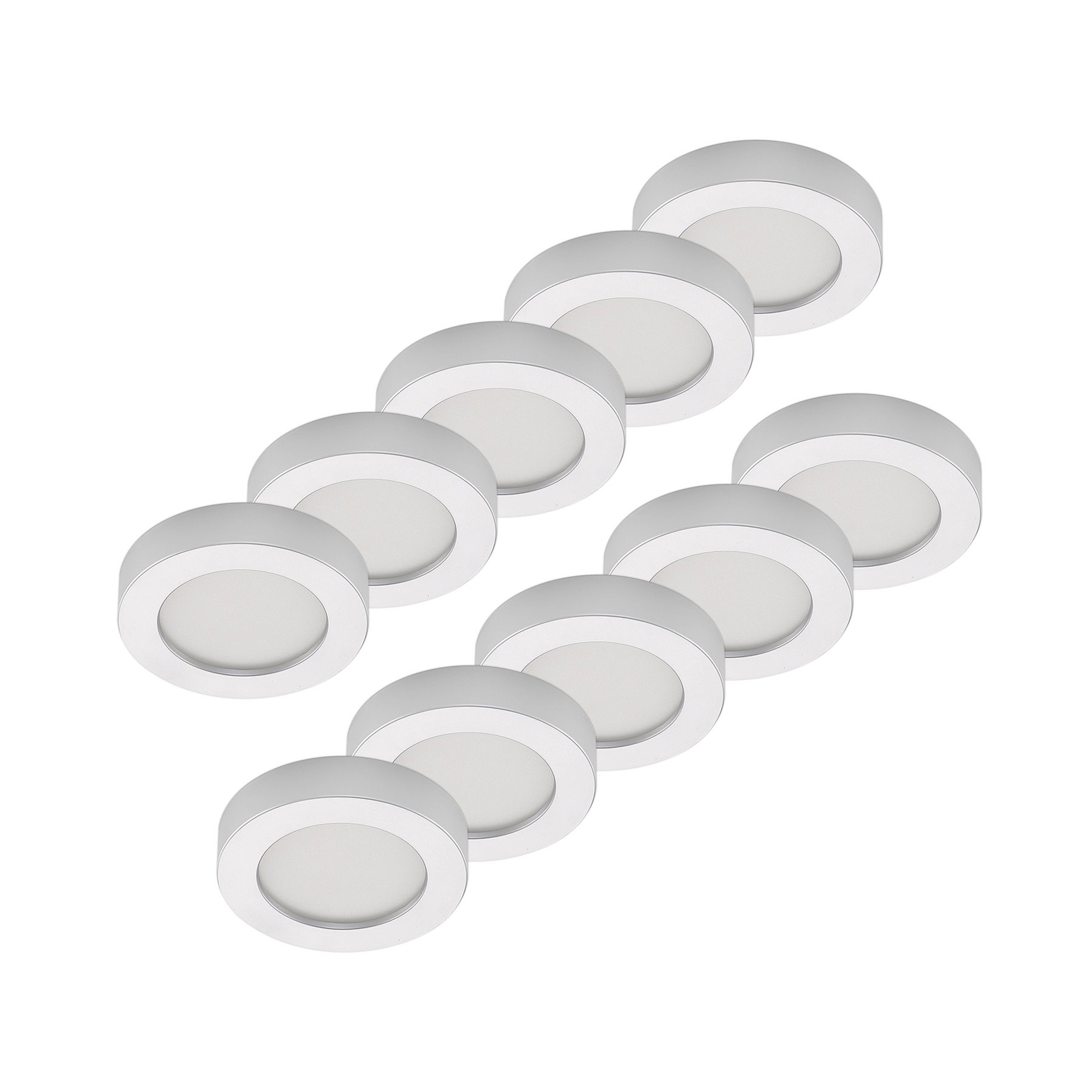 Prios LED ceiling lamp Edwina, silver, 17.7cm, 10pcs, dimmable