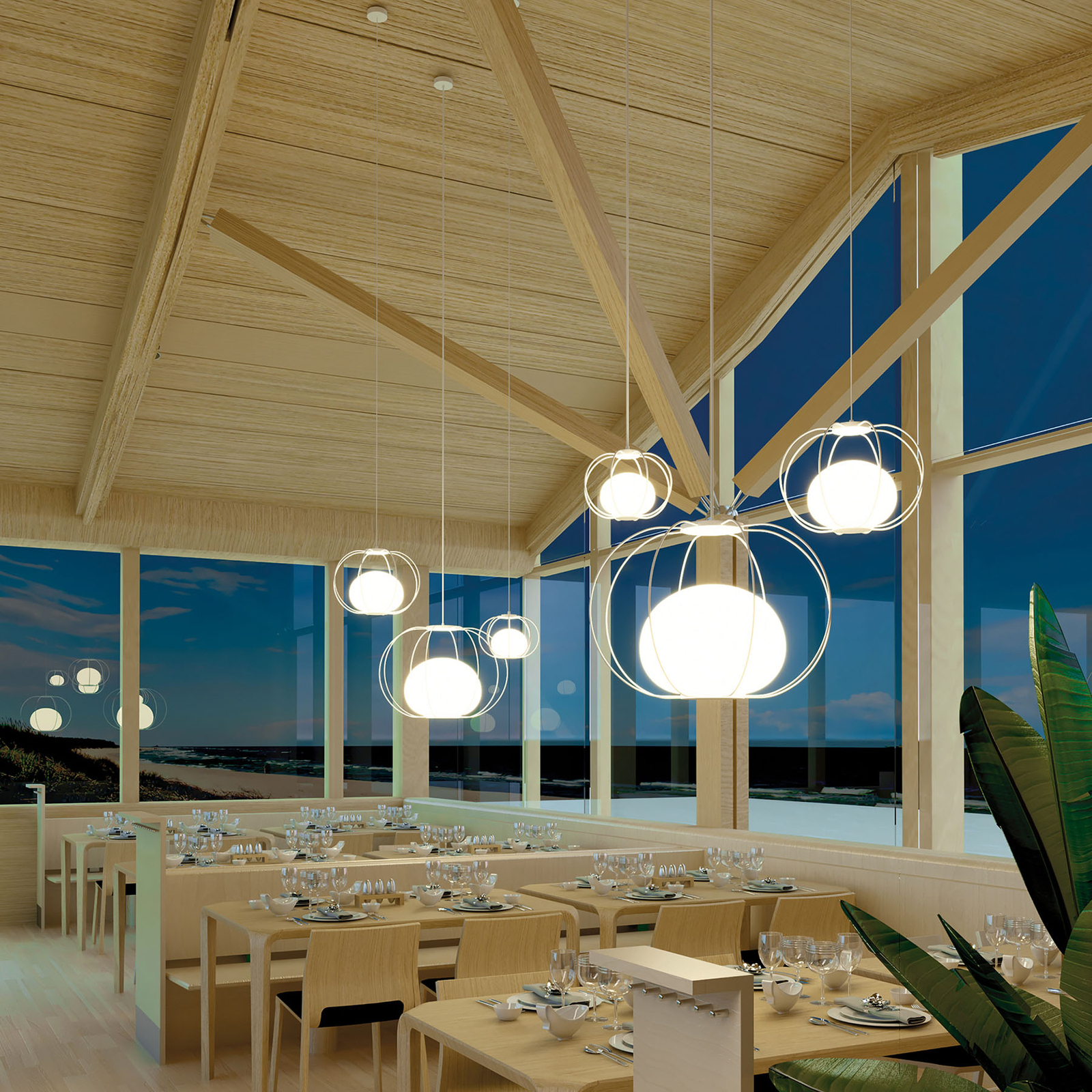 Hängeleuchte Marina, weiß, aus Glas