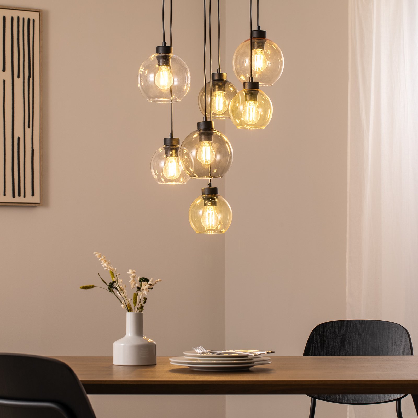 Pakabinama lempa Cubus Mix, Ø 49 cm, 7 lemputės, įvairių spalvų, stiklas, E27