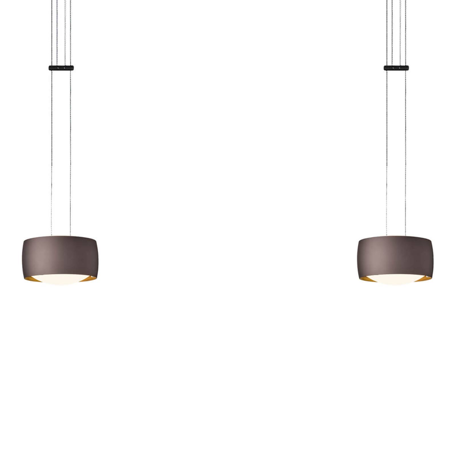 OLIGO Grace suspension LED à 2 lampes brun