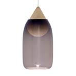 Mater Liuku Drop hanging lamp, wood, violet glass