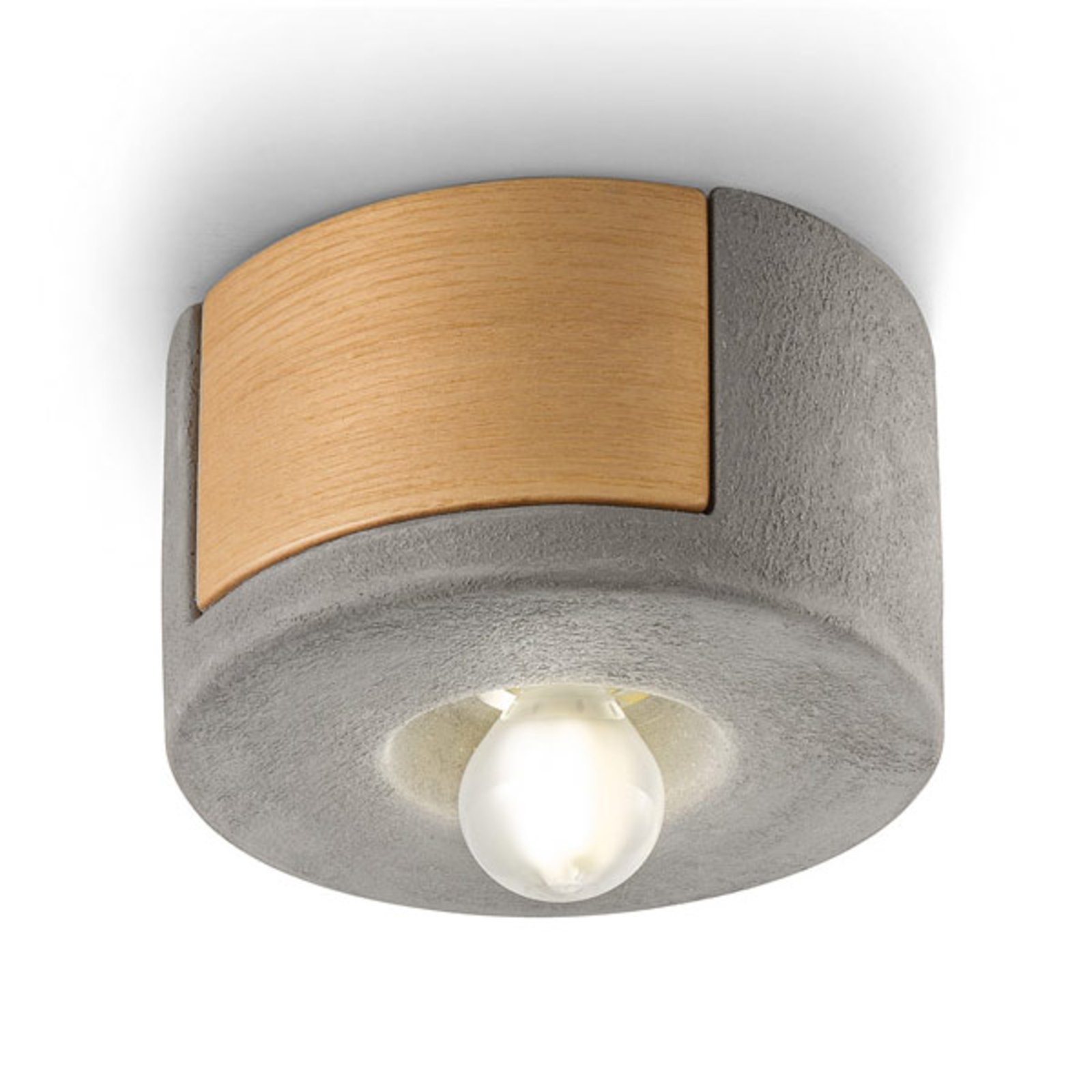 Ferro Luce C1791 Scandinavian style ceiling lamp, cement, for Living / Dining Room, ceramics, wood, E14, 46 W, energy efficiency: A++, H: 10.5 cm