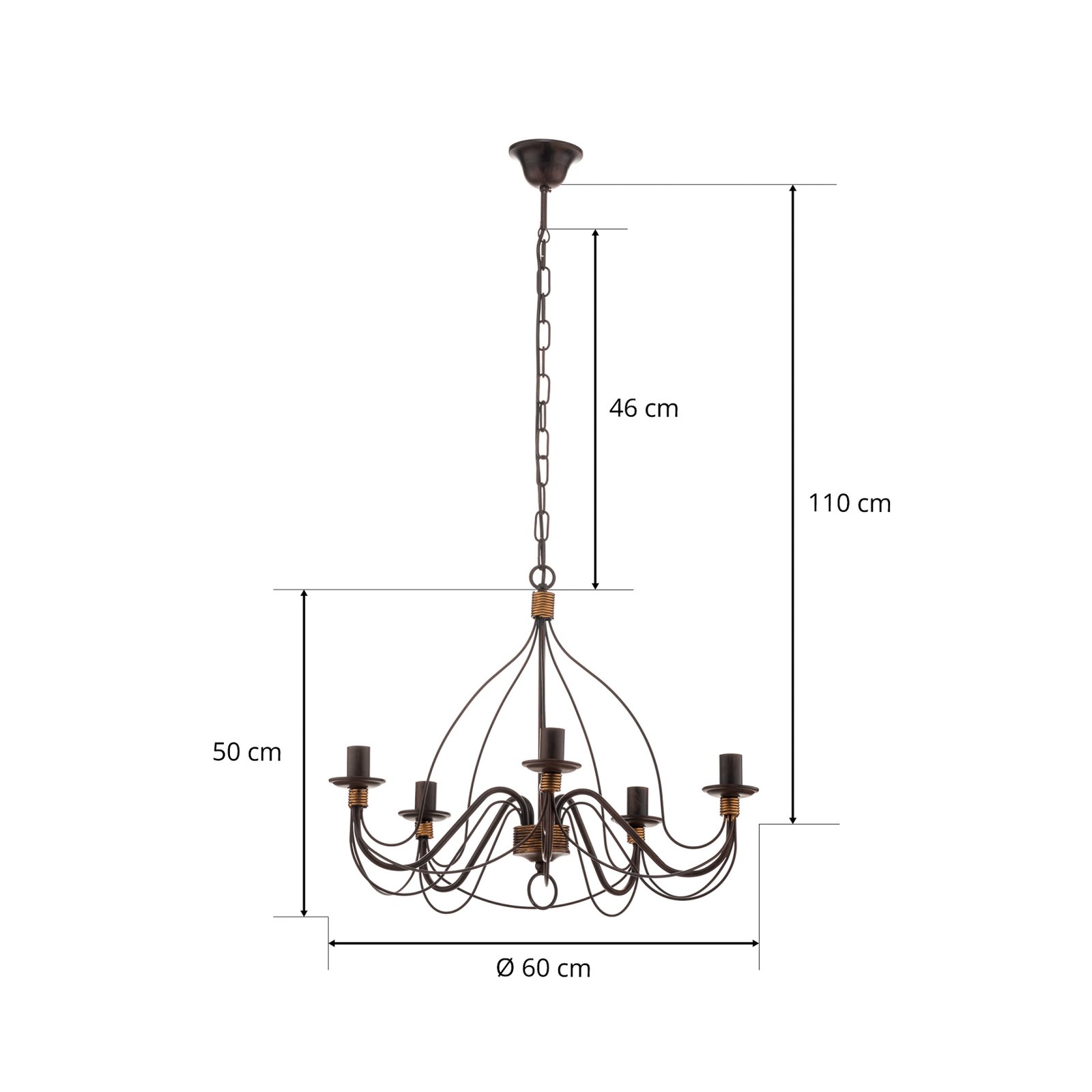 Candelabru Fiamma Marrone 5fl. fără abajururi