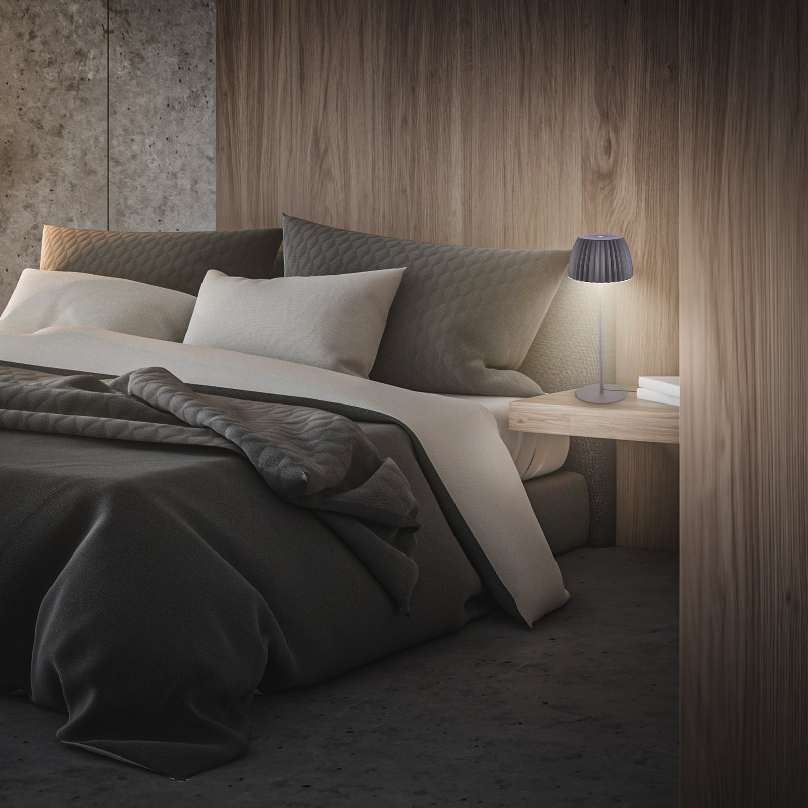 Loca LED table lamp, anthracite, height 36 cm, metal/plastic