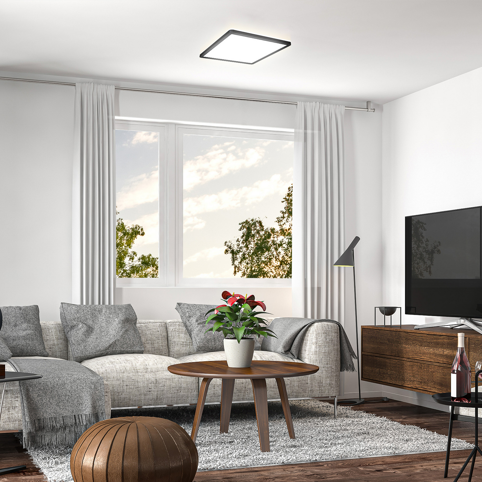 LED paneel Slim met afstandsbediening RGBW, 29 x 29 cm, zwart,