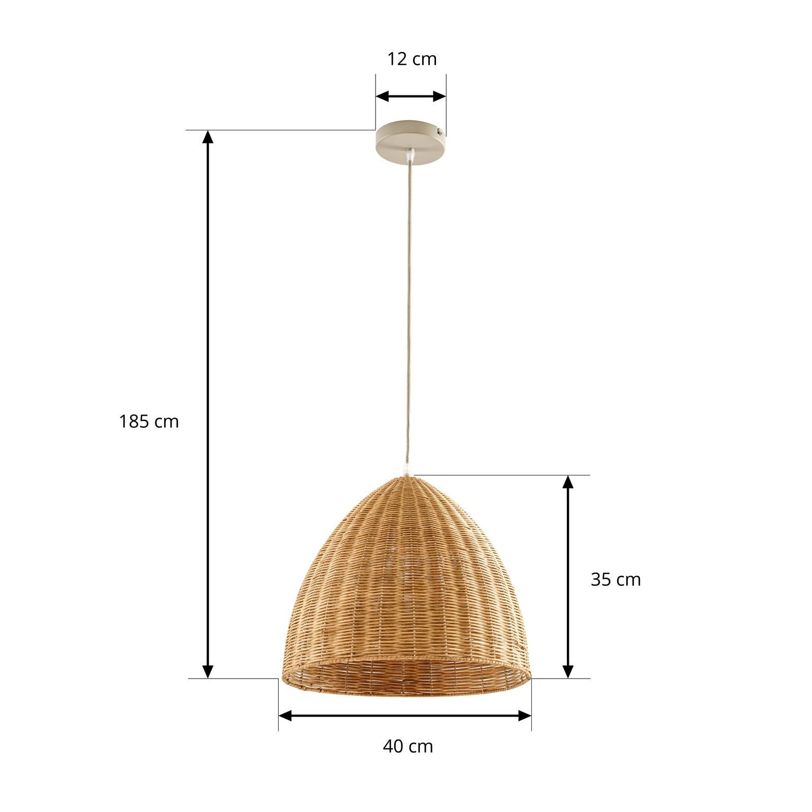 Żyrandol Lindby Laverne, Ø 40 cm, rattan, E27