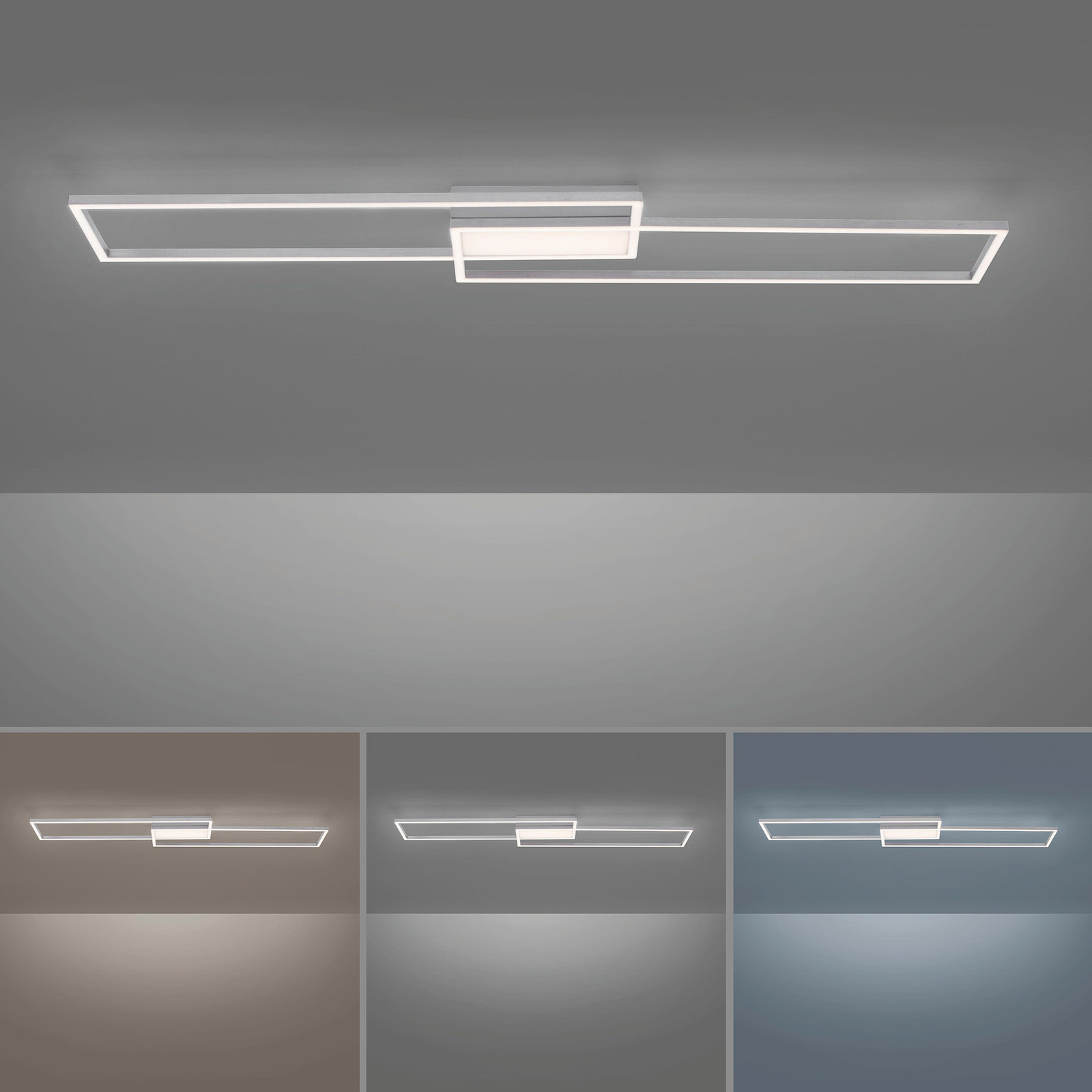Plafoniera LED Asmin, CCT, acciaio, 109,5x25,7cm