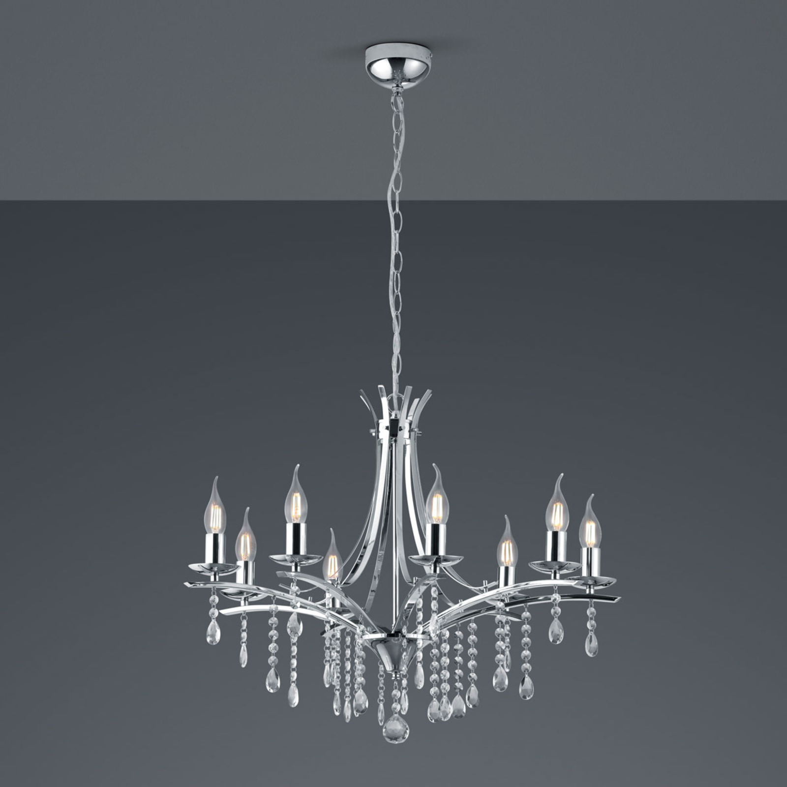 Lucerna chandelier with glass elements, eight-bulb