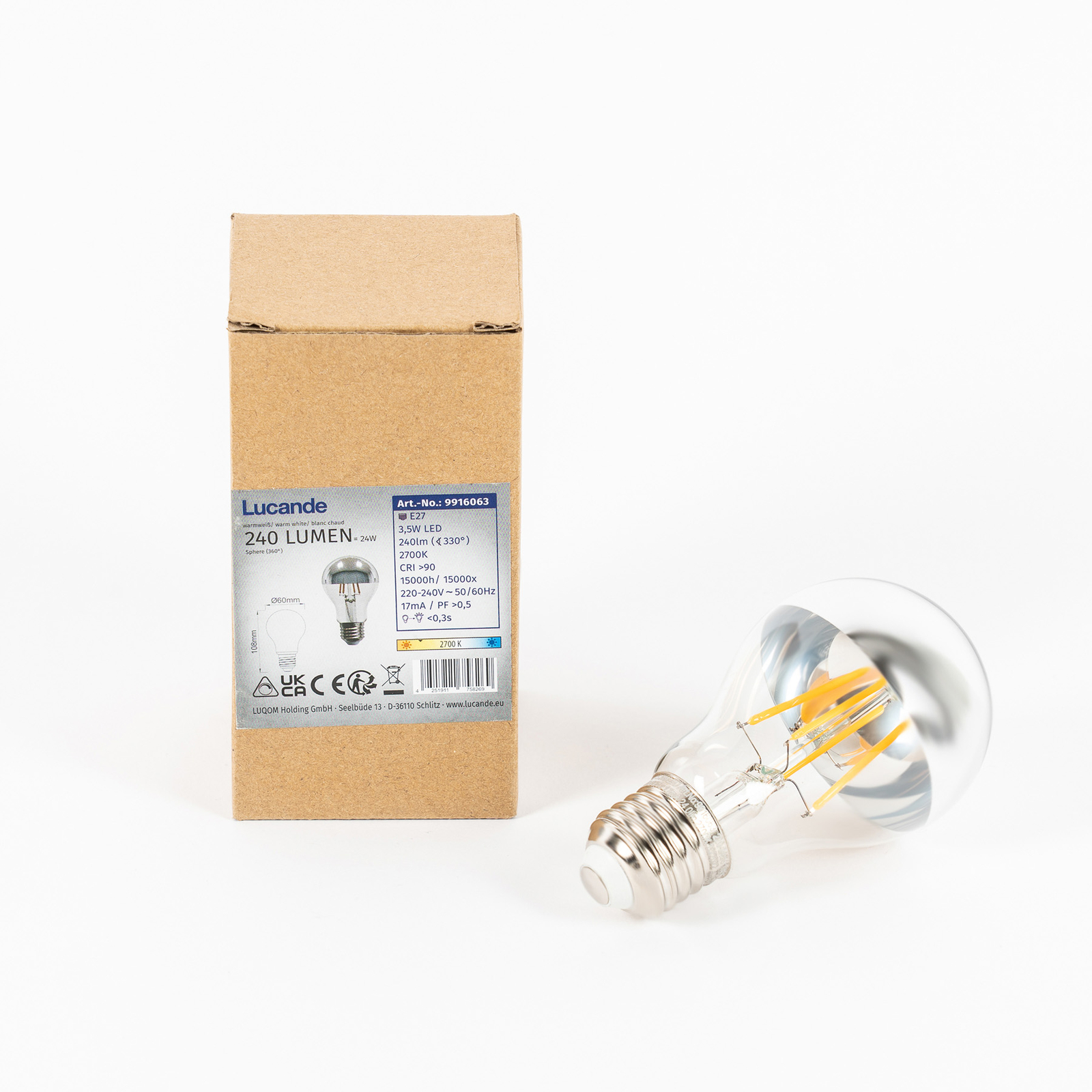 E27 3,5W ampoule miroir LED A60 2 700K argenté x5 Luminaire.fr