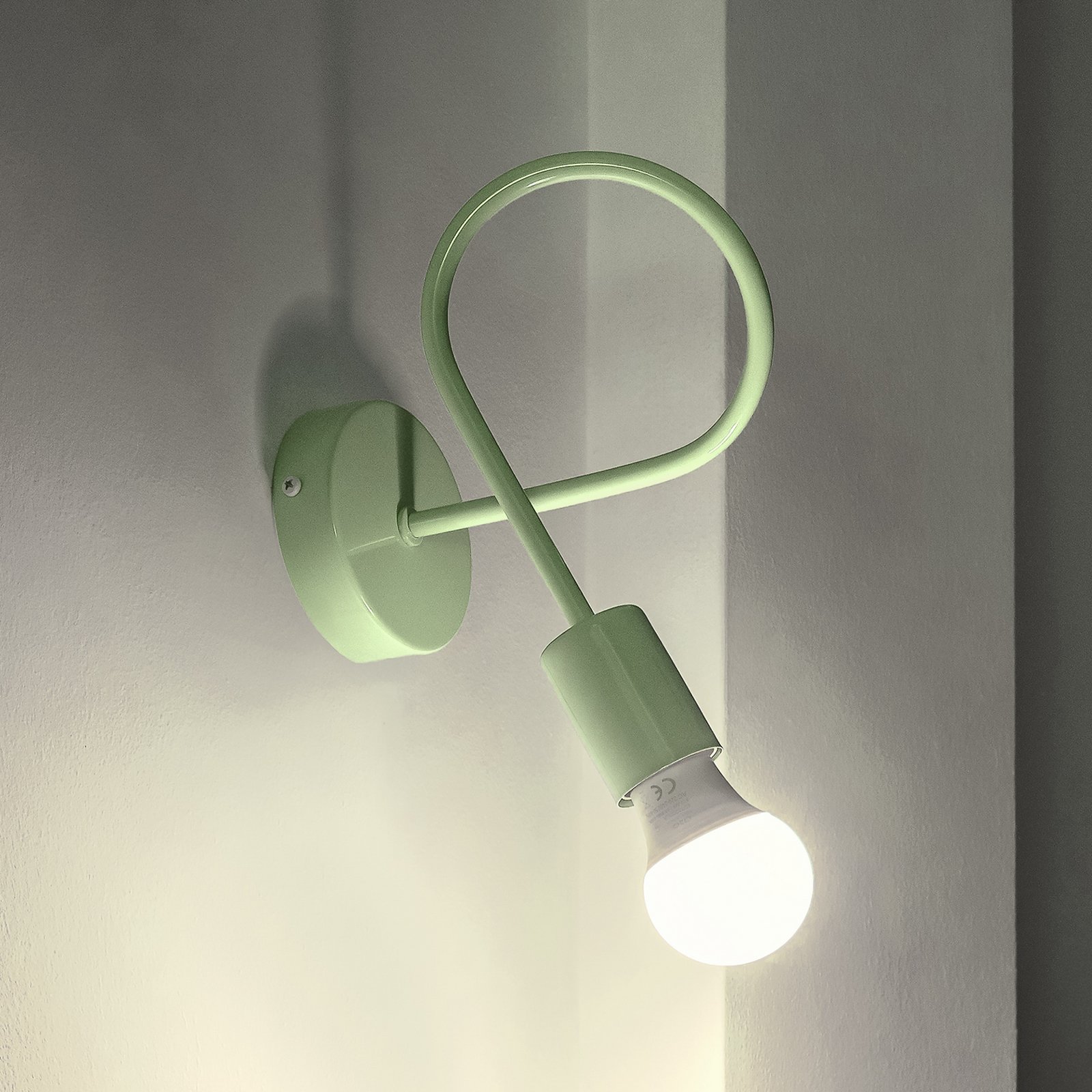 Vägglampa Oxford, grön, metall, 1-lampa, E27