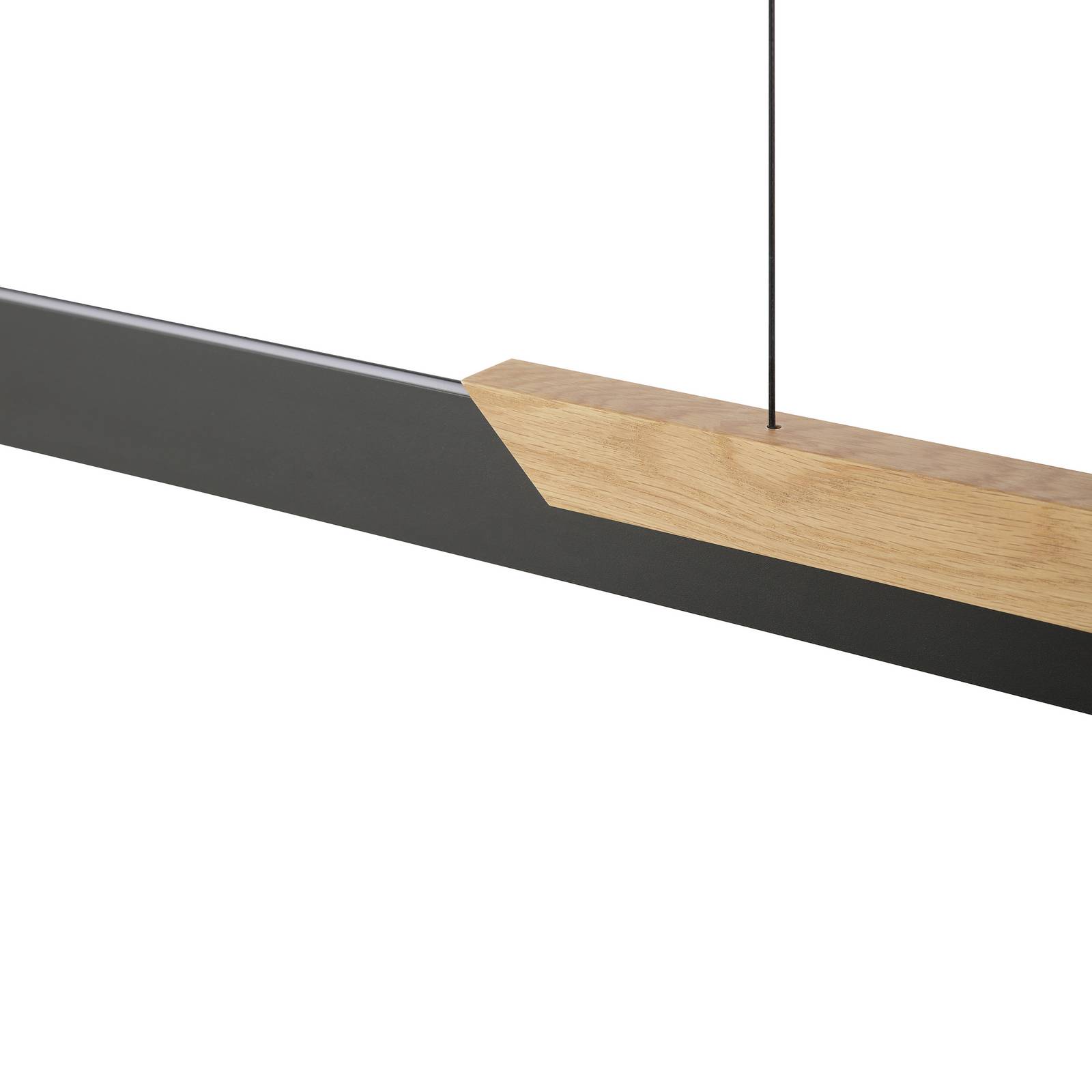 LED-Hängelampe Arcus, schwarz/braun Länge 121 cm Metall/Holz günstig online kaufen