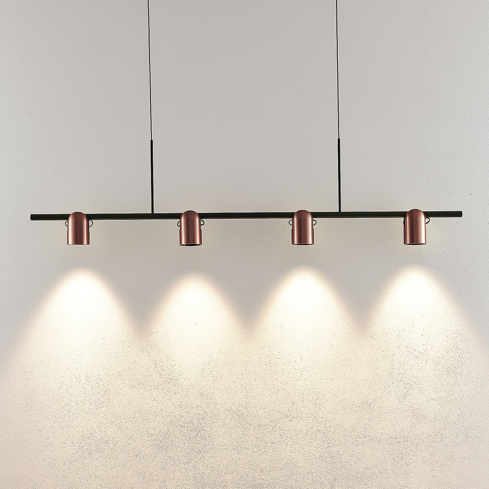 Molto Luce hanglamp Nuun PD, zwart/koffiebruin, 4-lamps.