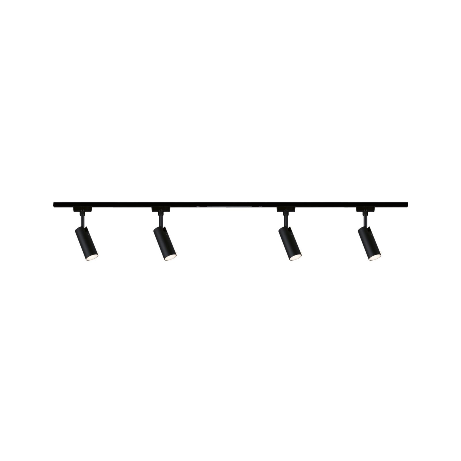 Juego URail Tubo de Paulmann, negro, 4 luces, alimentación central
