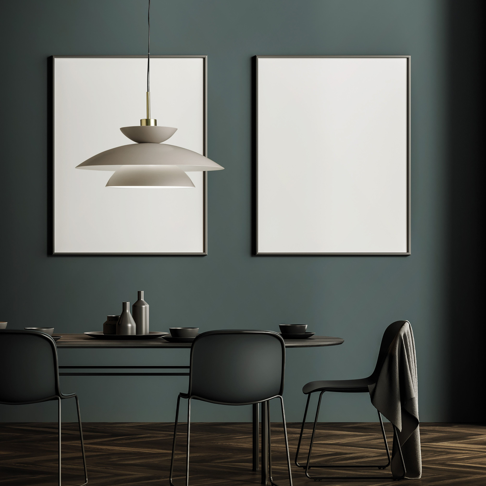 Kloé pendant light, dove grey, Ø 60 cm, metal