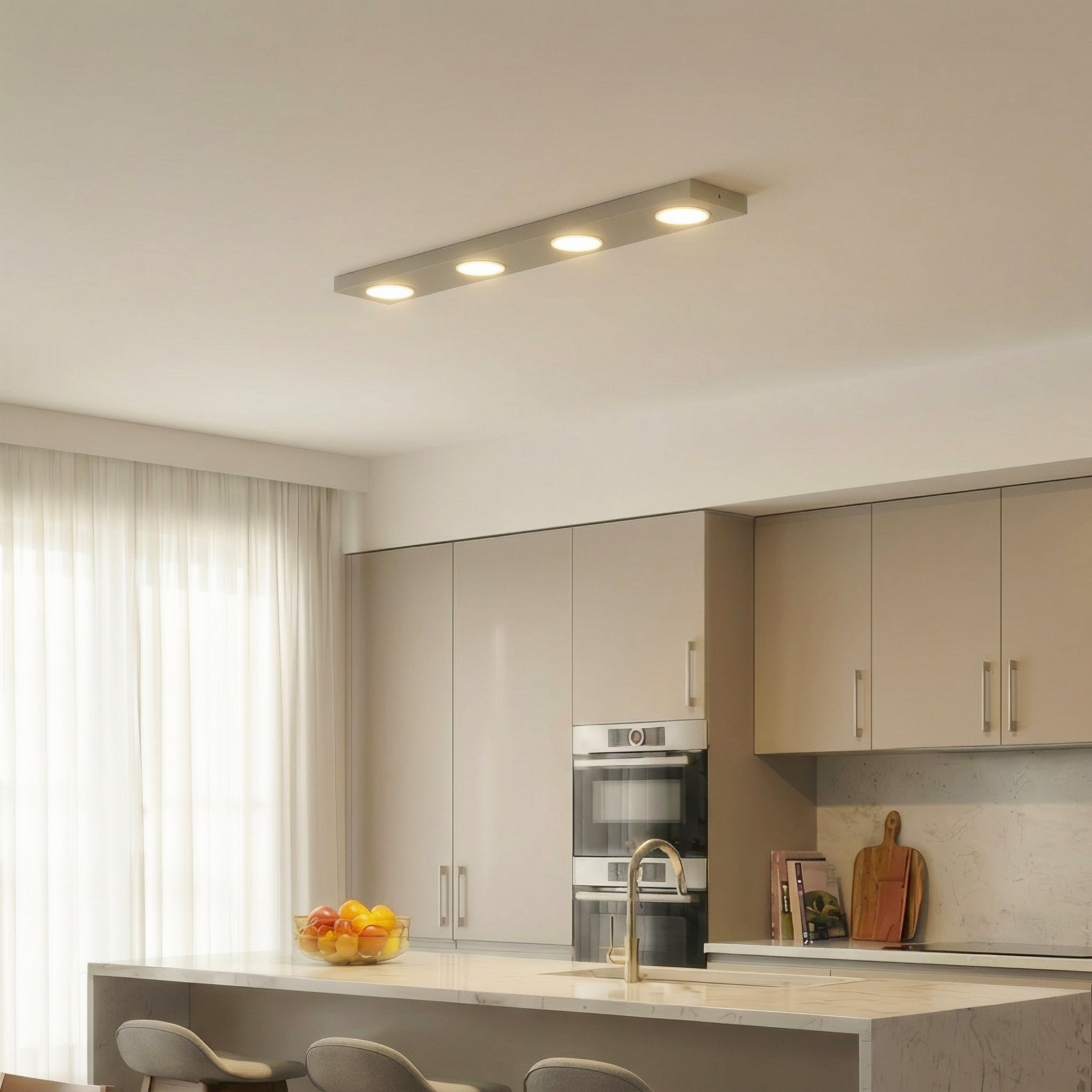 Plafonieră Hero gri-bej, 4 becuri, 75 x 12 cm, metal, GX53