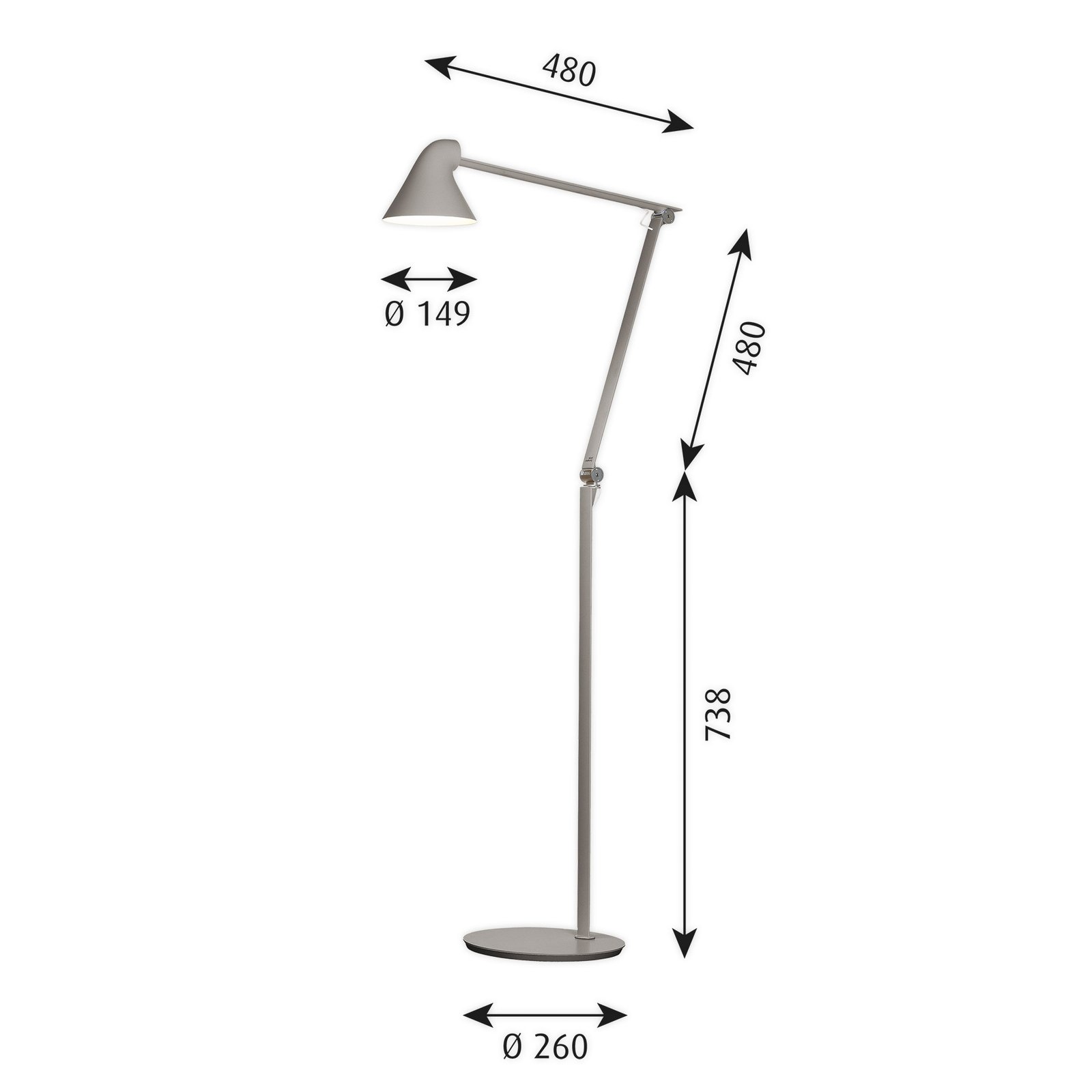NJP Floor Lamp Lamp Light Grey - Louis Poulsen