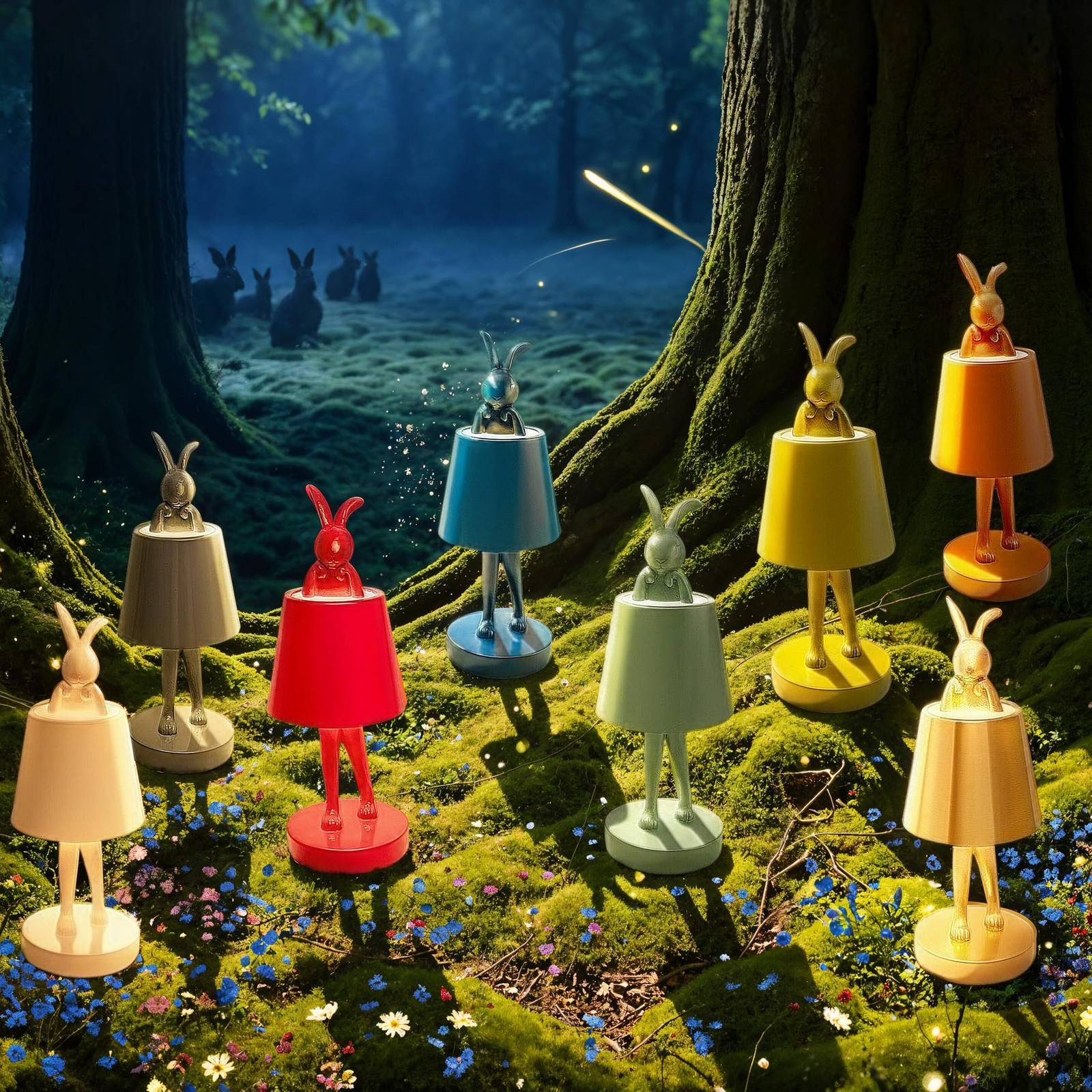 Lampe de table LED rechargeable Kare Animal Rabbit, verte, IP44, 29 cm