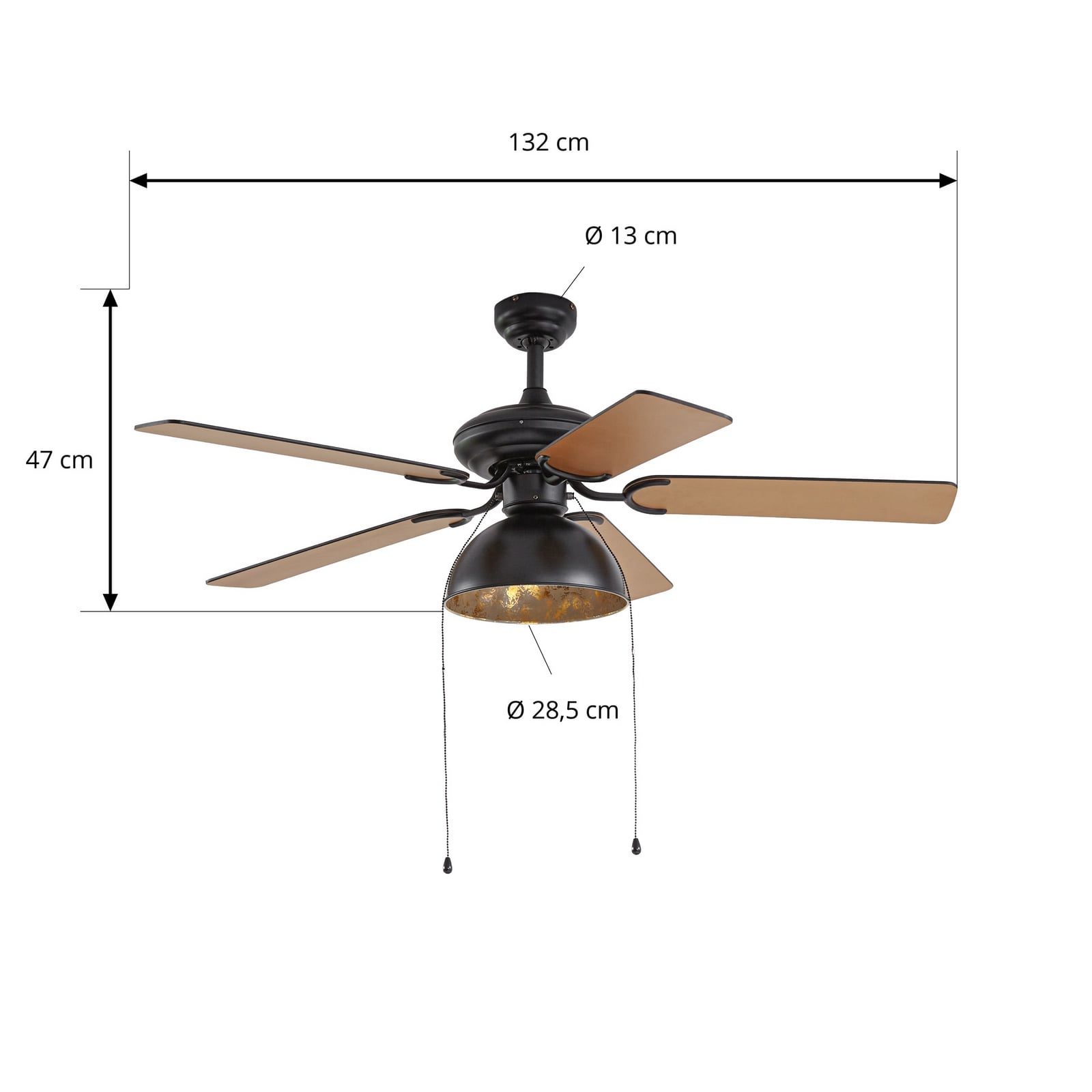 Lucande loftventilator med lys Shamoian, støjsvag, Ø 130 cm