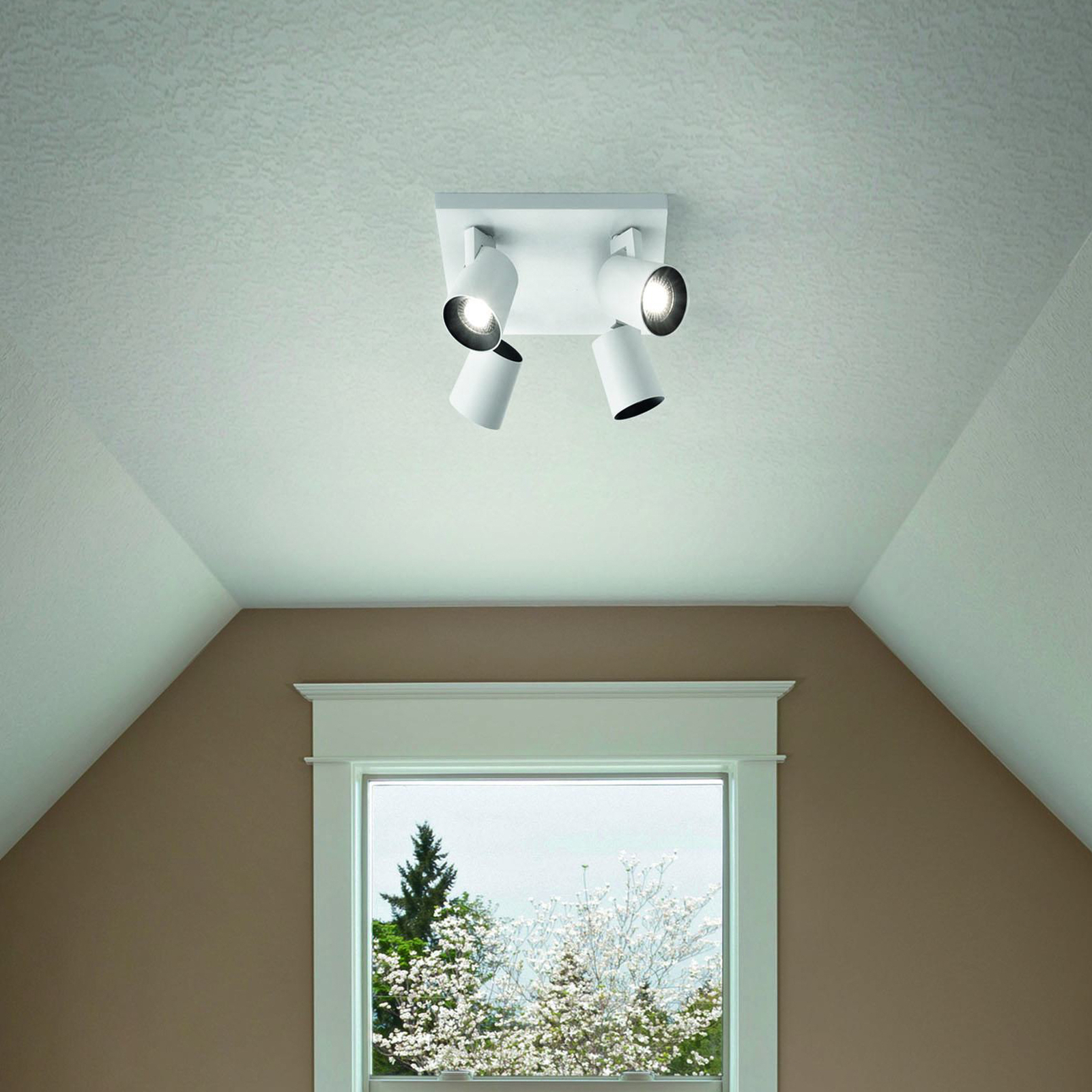Modo spot, 4-lamps, wit, decoratieve ringen, GU10, aluminium