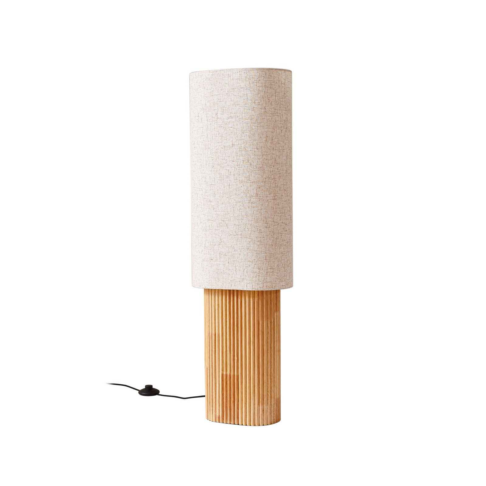 Lindby lampa stojąca Kimiko, wysokość 100 cm, drewno, tkanina, E27