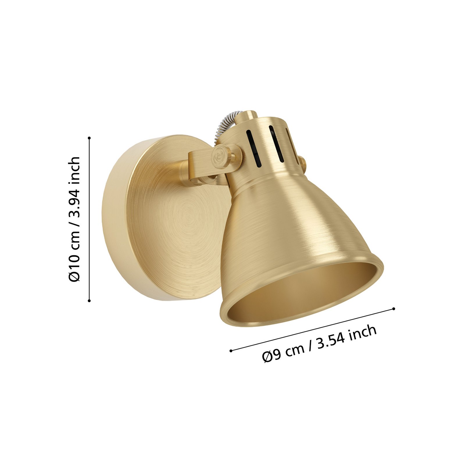 Spot mural Seras, laiton brossé or, 1 lampe