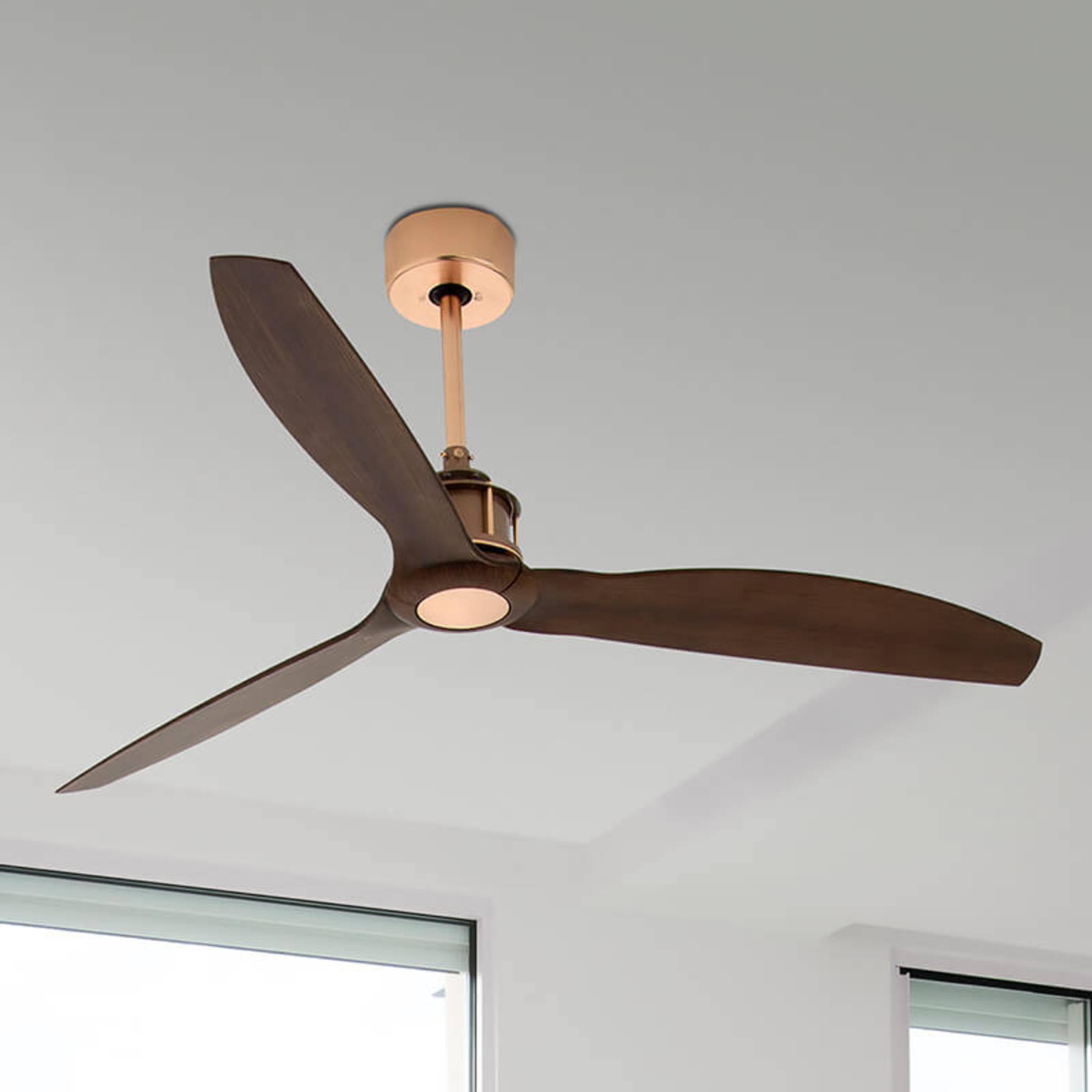 FARO BARCELONA Ventilateur de plafond Just Fan cuivre noyer