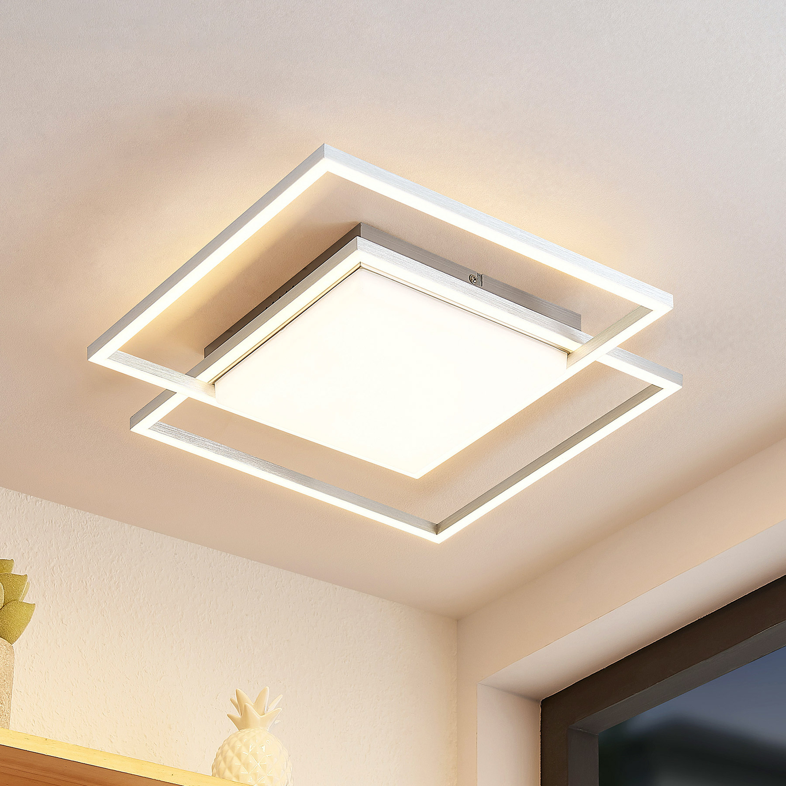 Lindby Zayd LED ceiling light, nickel