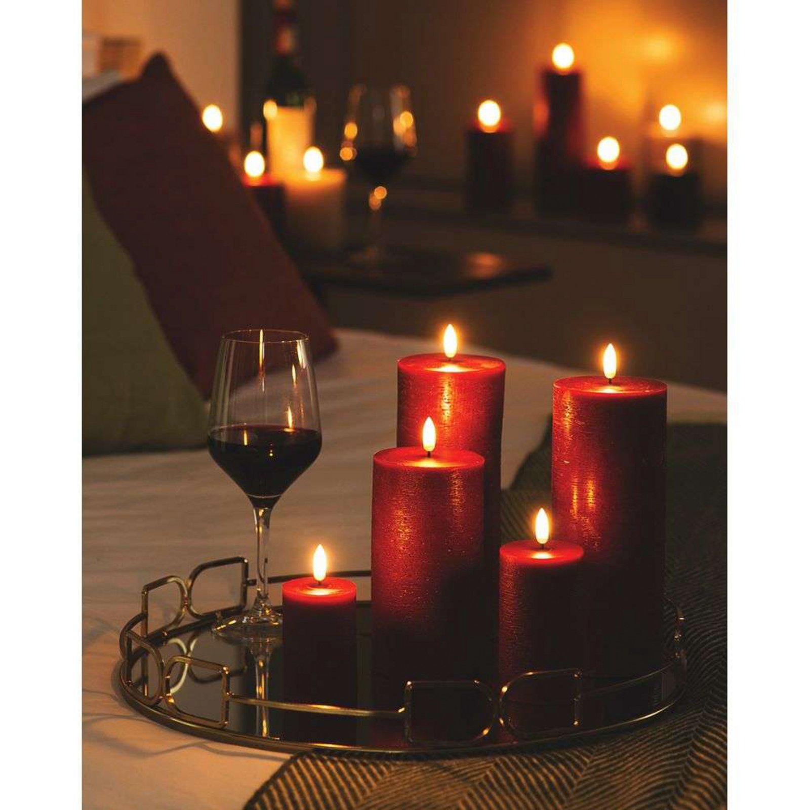 Pillar Candle LED 7,8 x 20,3 cm Rustic Carmine Red - Uyuni Lighting