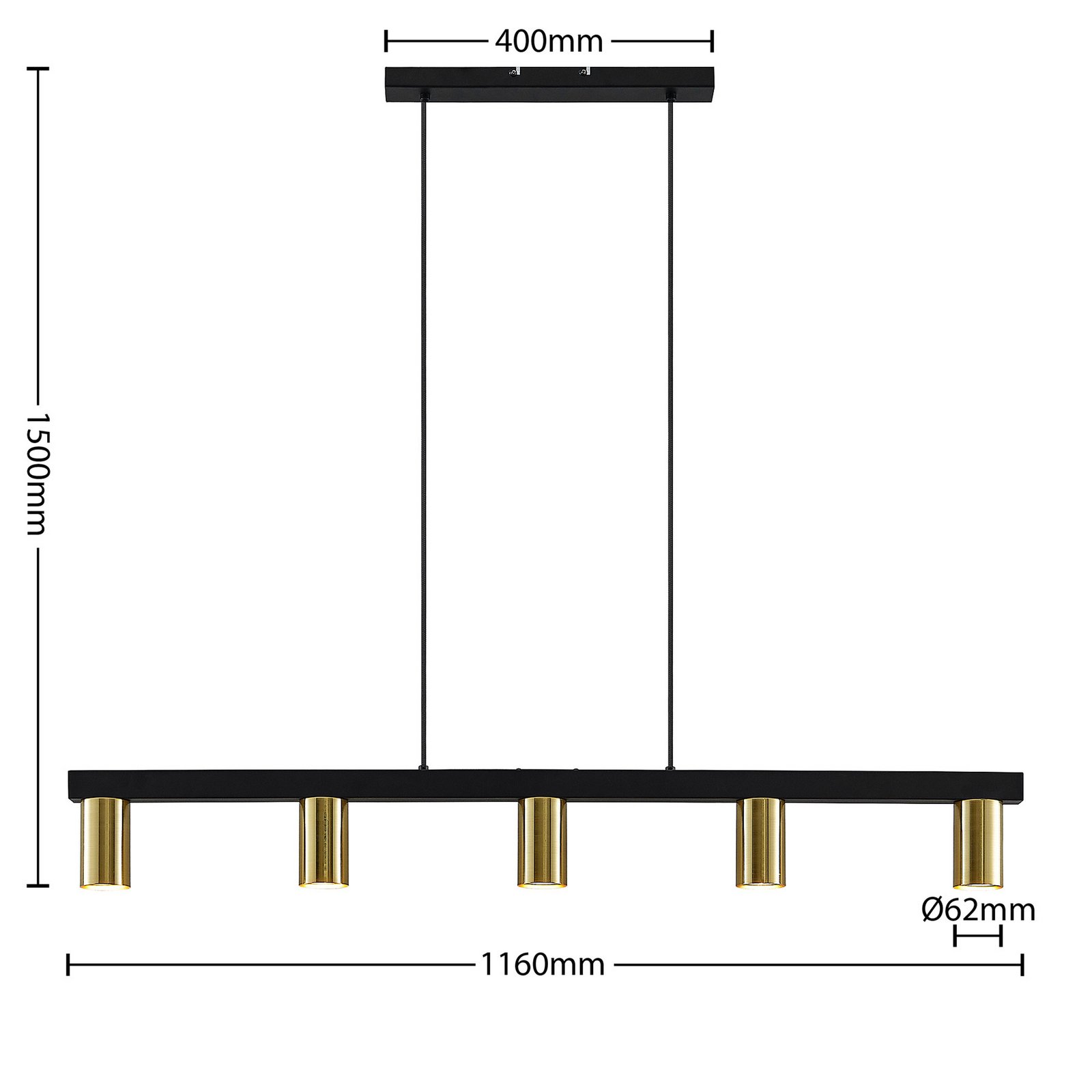 Baliko 5 Riippuvalaisin Black/Brass - Lindby
