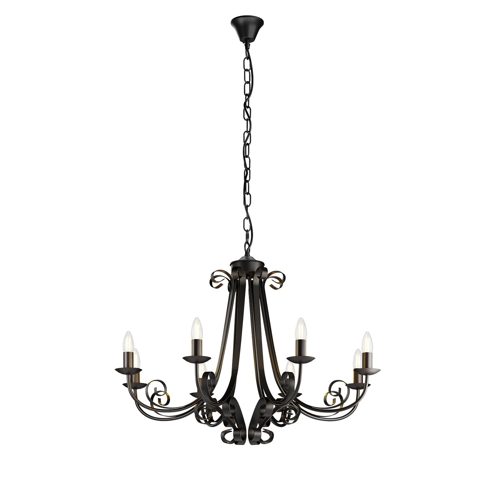Lindby Kronleuchter Scaleria, Ø 81 cm, 8-flammig, braun, E14