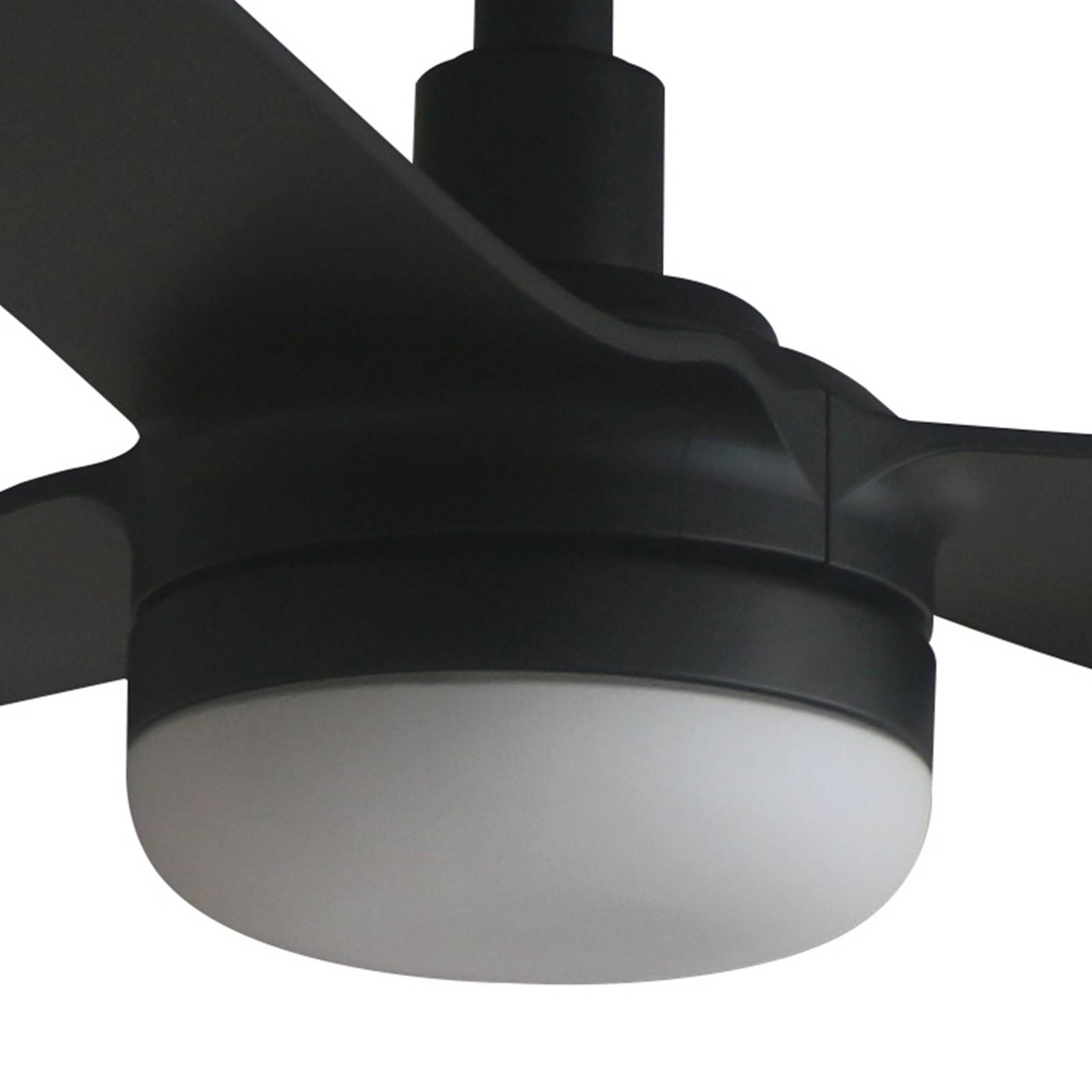 Wentylator sufitowy LED Punt M, czarny, zasilanie prądem stałym, cichy, 130 cm,