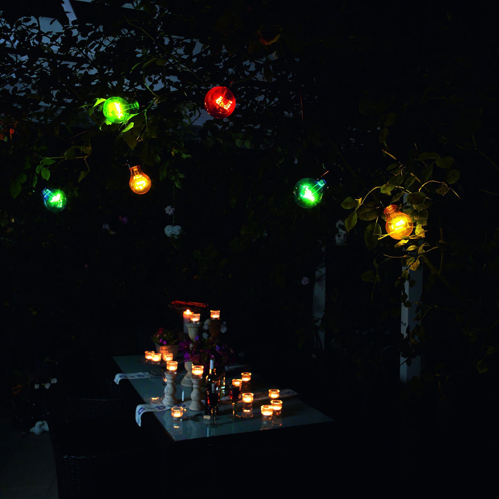 Łańcuch świetlny do ogródka piwnego 20 kolorowych żarówek LED