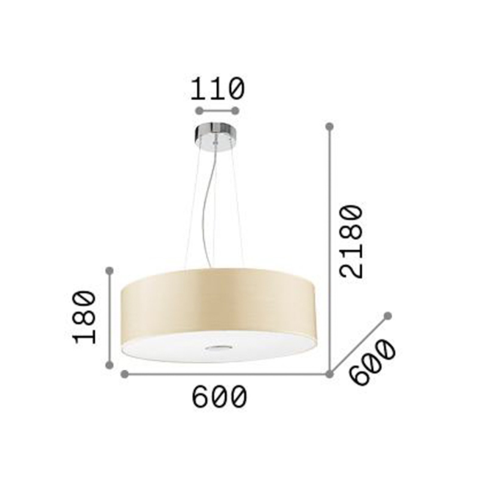 Ideal Lux Woody hængelampe, trædekor, glas, Ø 60 cm