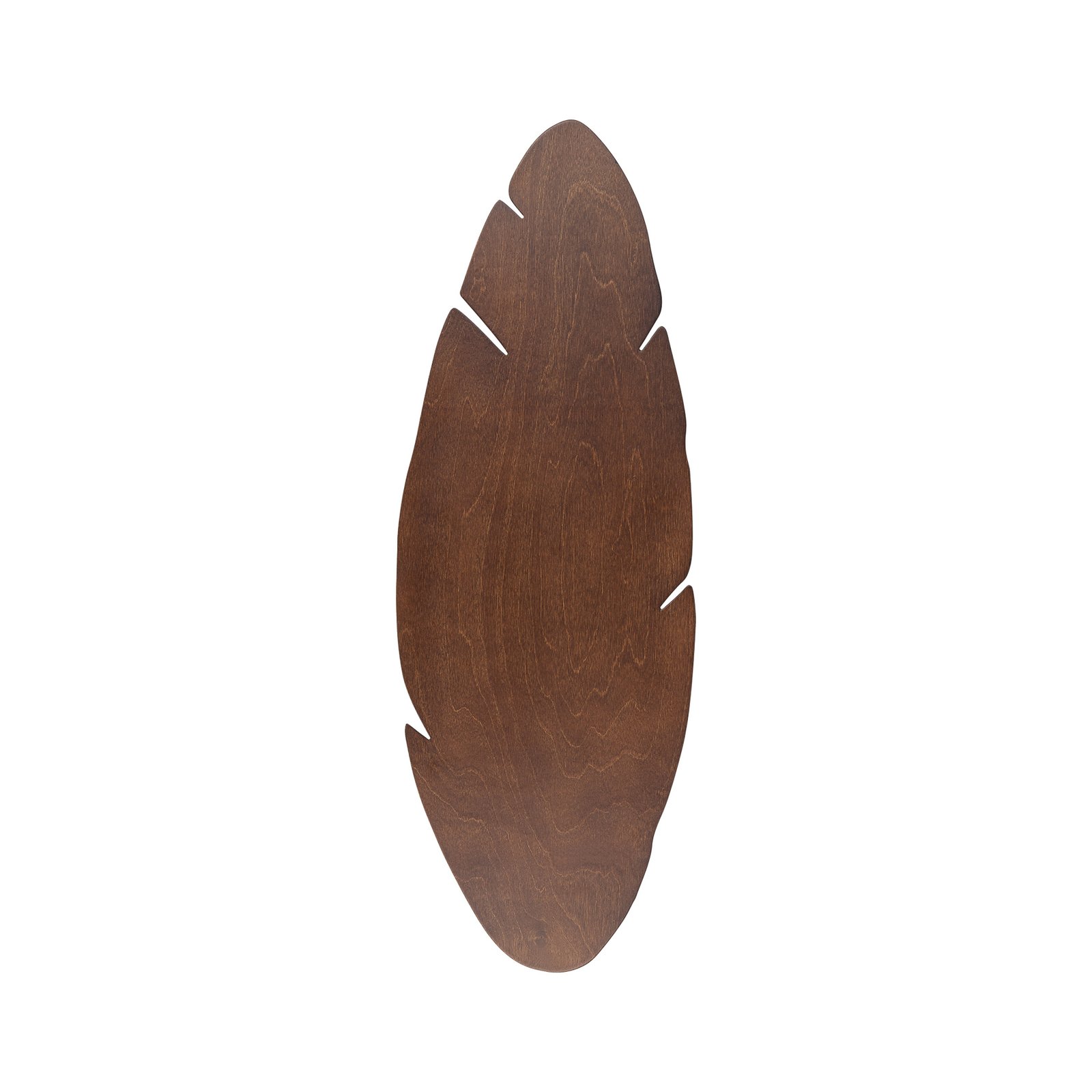 Envostar stenska svetilka Lehti, oblika lista, oreh, 69 x 24 cm