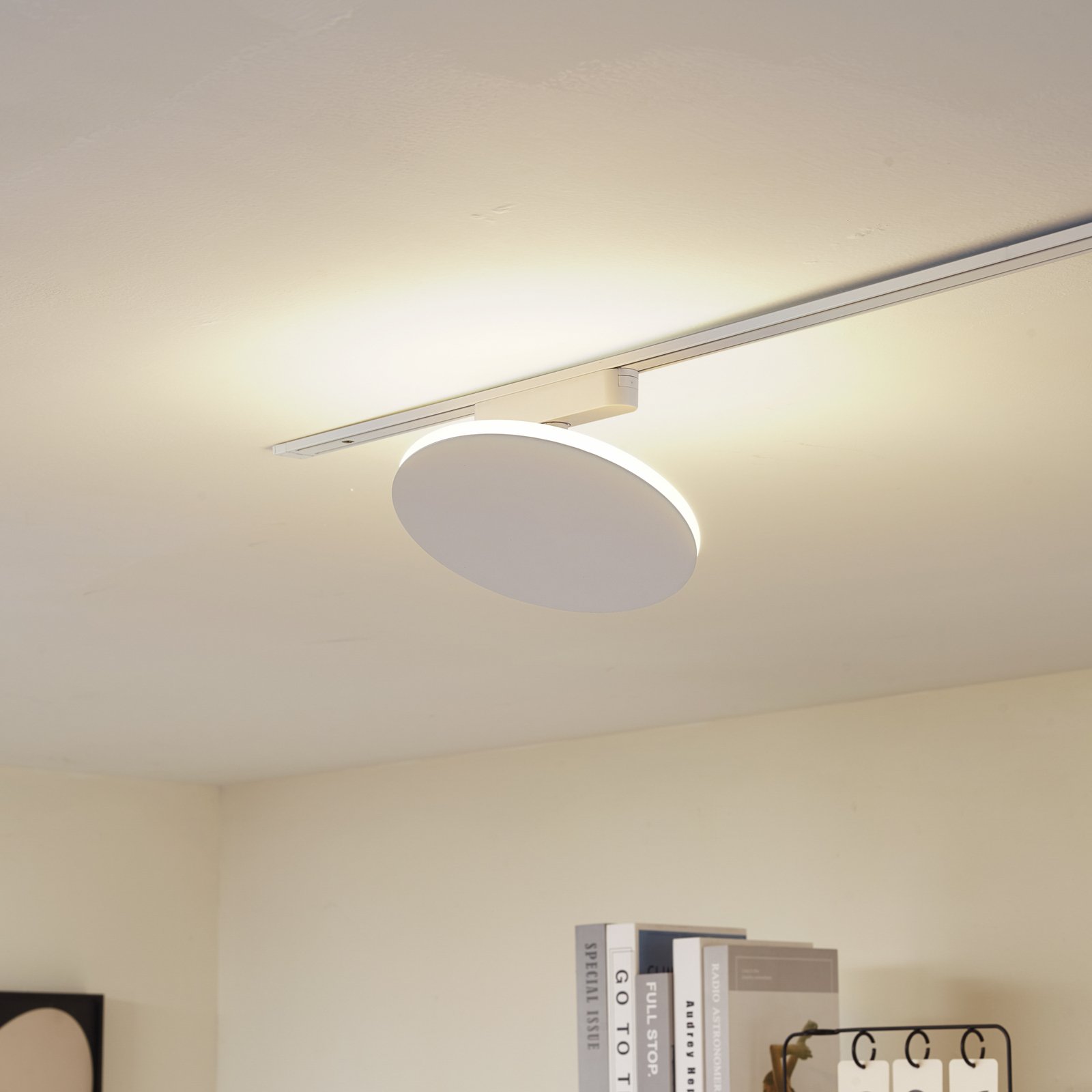 Lindby LED-Schienenleuchte Lumaro, weiß, rund, Alu, 48V