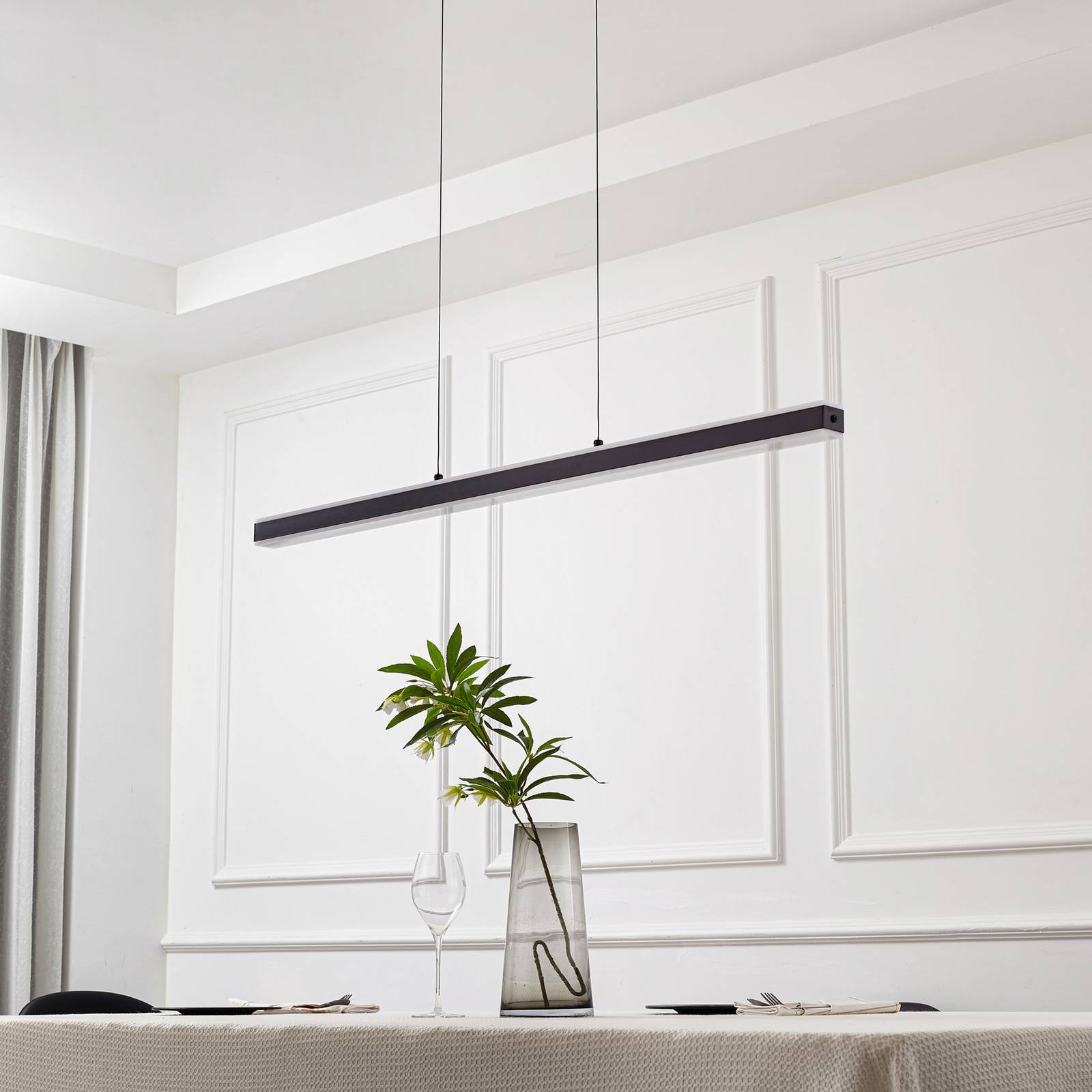 Lampa wisząca LED Lucande Pendolo, czarny, aluminium, 120 cm
