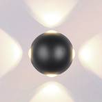 LED-ulkoseinävalaisin Avisio, musta, 4-valo, puoliympyrän muotoinen