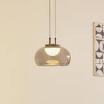 Lucande hanglamp Dain, 1-lamp, rookgrijs, glas