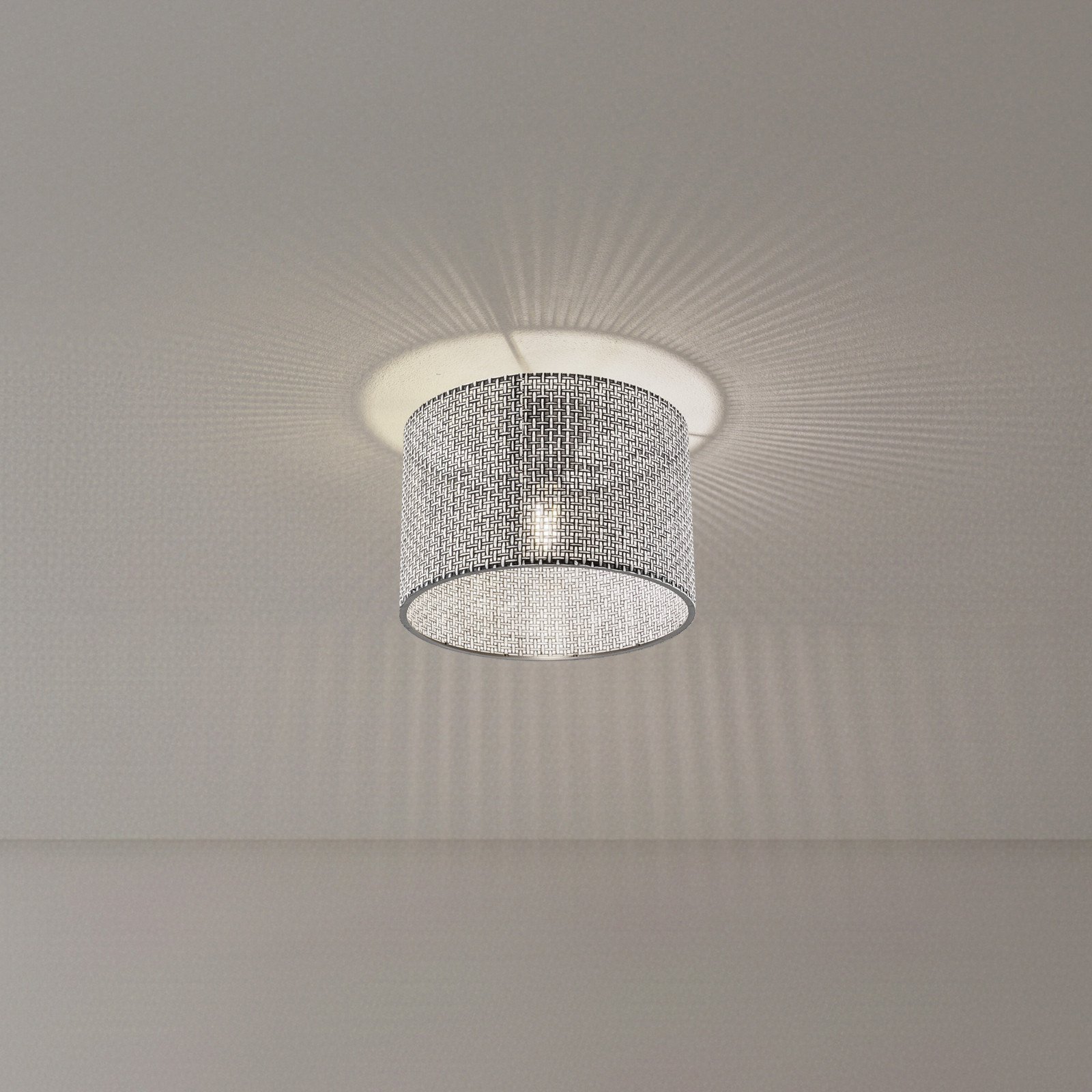 MODELSA Plafonieră Goza model negru pânză Ø 30 cm - Camera de zi / sufragerie - cu model negru - Țesătură / Textil