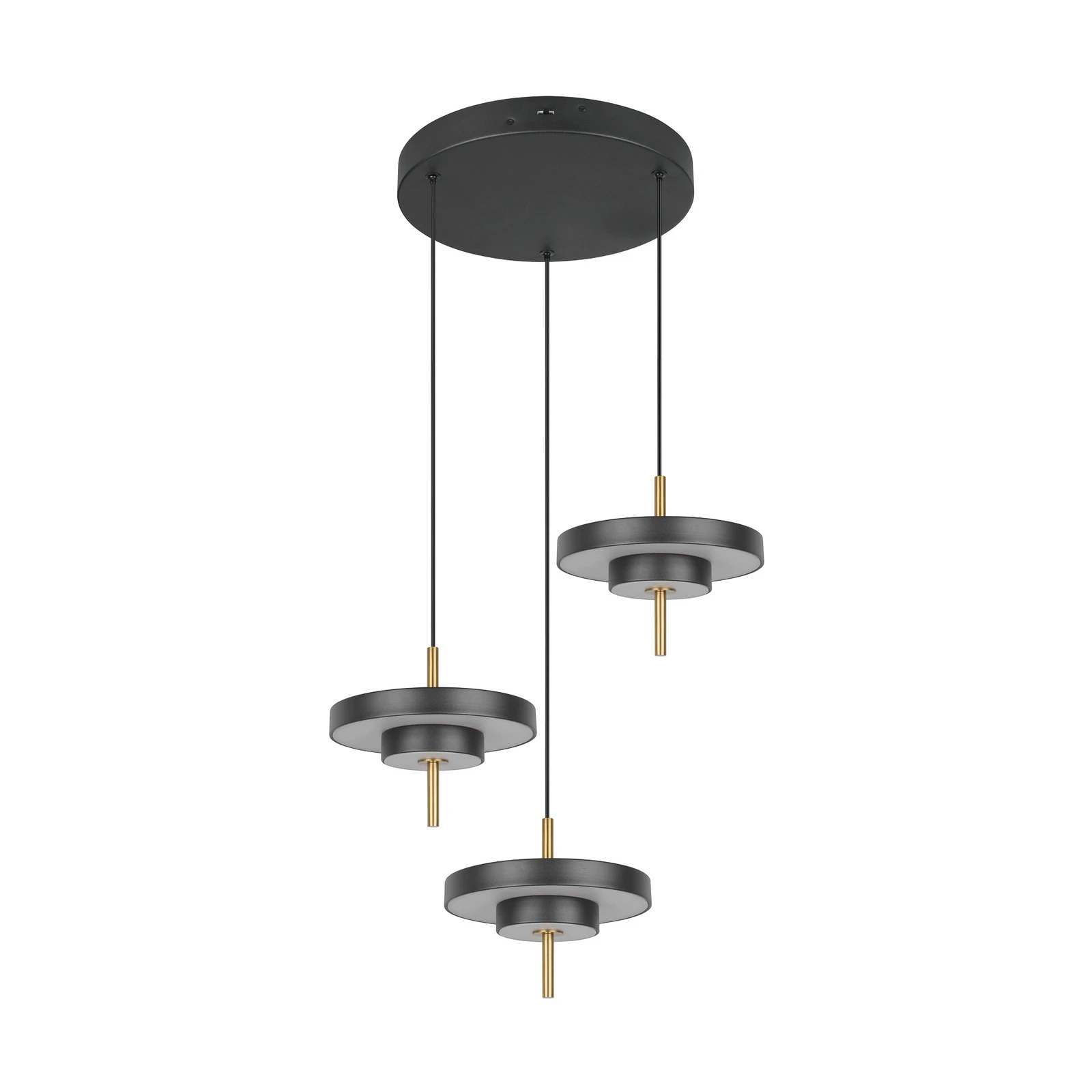 Lámpara colgante LED Keaton, negro/dorado Ø 45 cm CCT 3 luces.