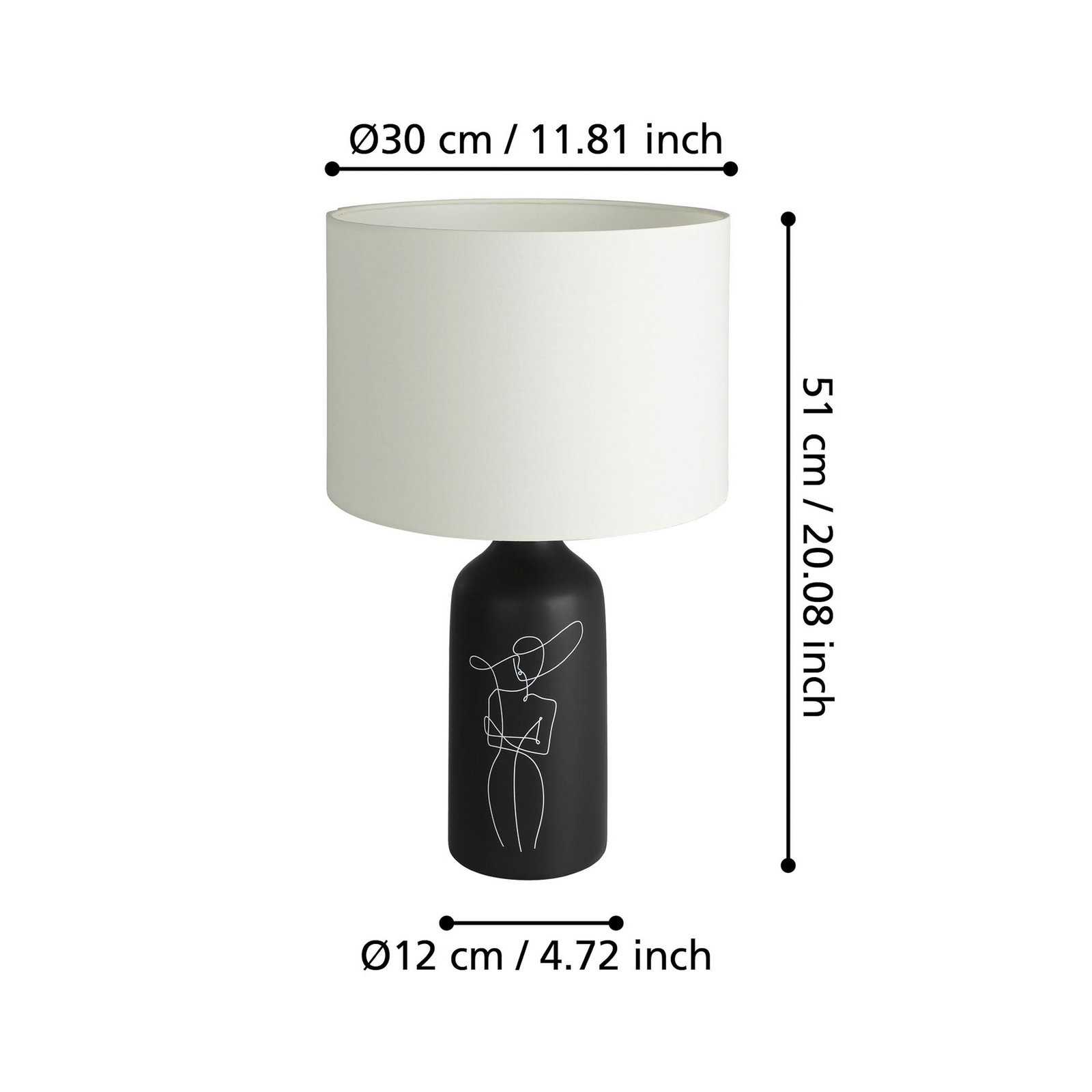 EGLO Vinoza bordslampa, fot svart, skärm vit