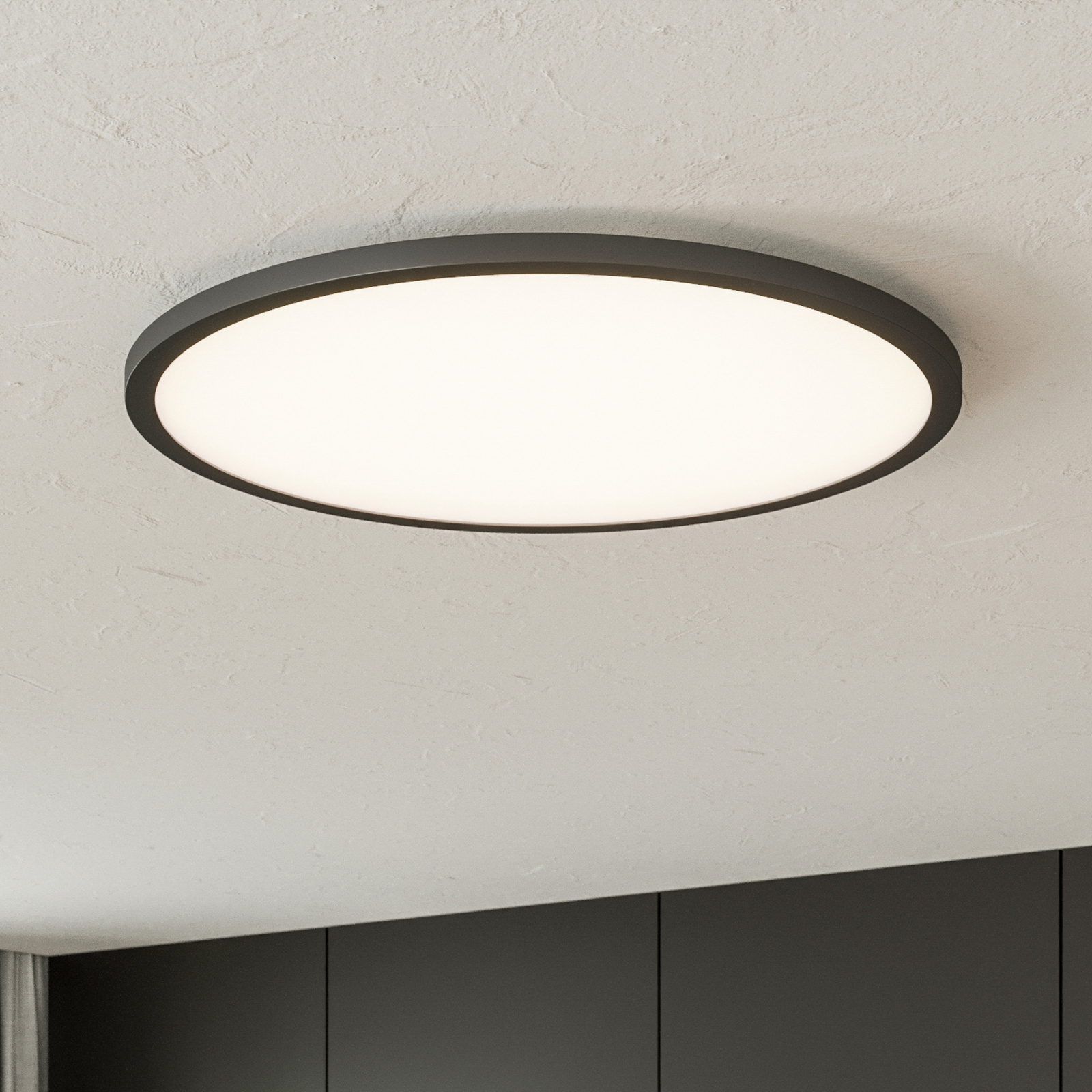 LED-taklampa Tuco CCT, dimbar, svart Ø 50 cm