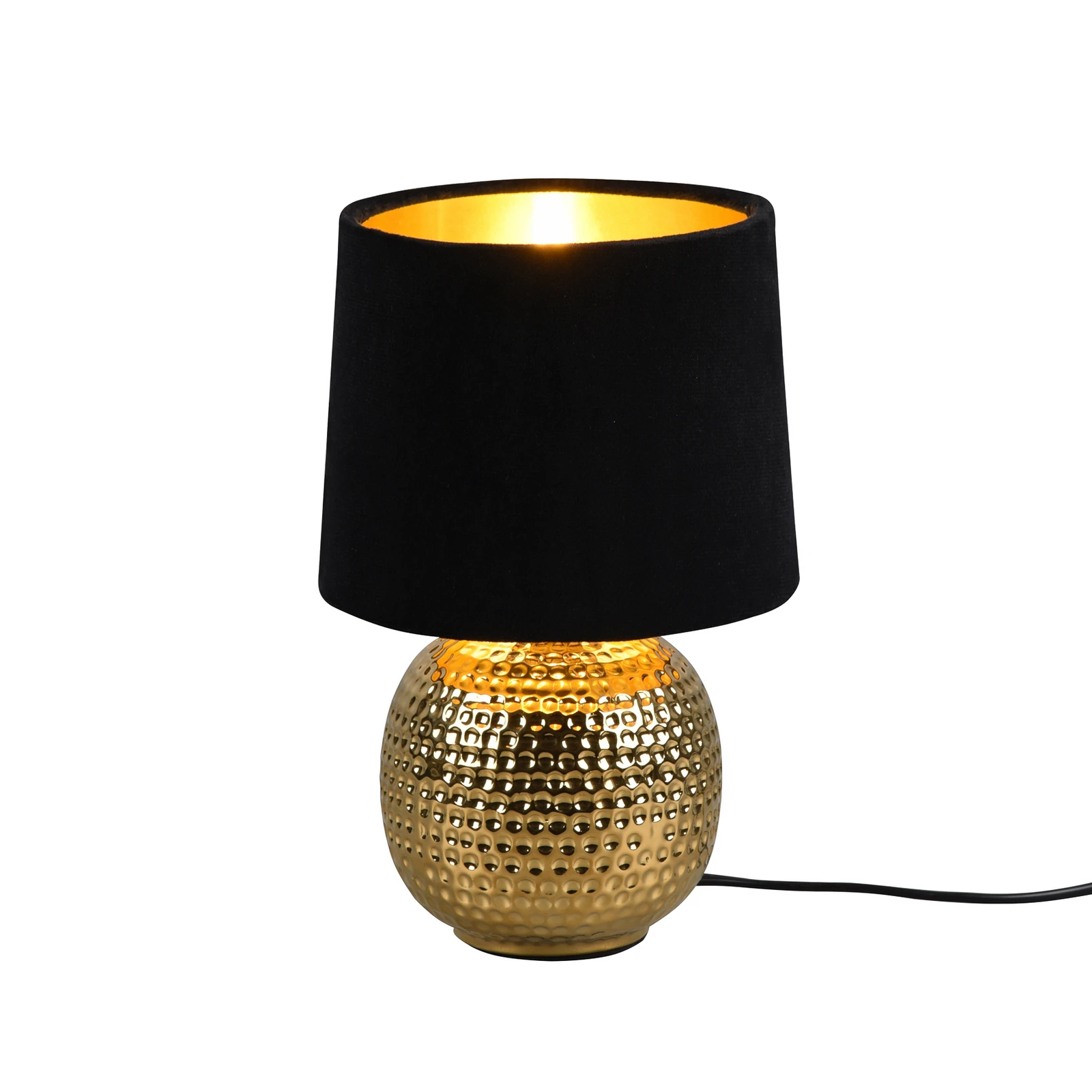 Tischleuchte Sophia mit Keramikfuß, schwarz/gold