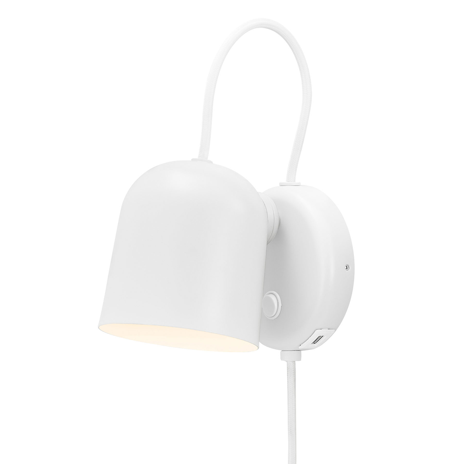 Angle wall light, with toggle switch + USB port Lights.co.uk