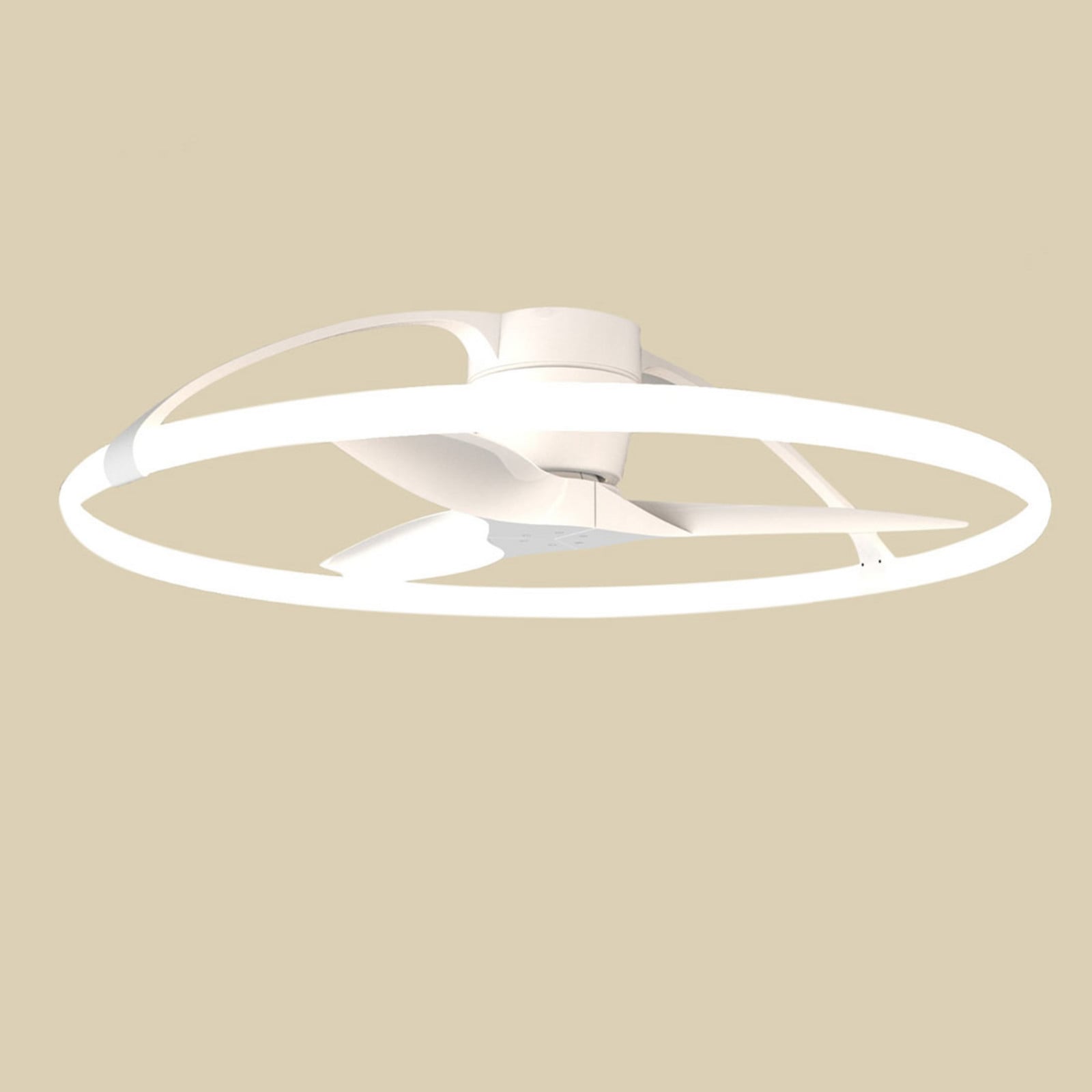 Smart LED-loftventilator Nepal, hvid, DC, støjsvag – Mantra Mantra Iluminación - Stue - Moderne - Metal - Ring