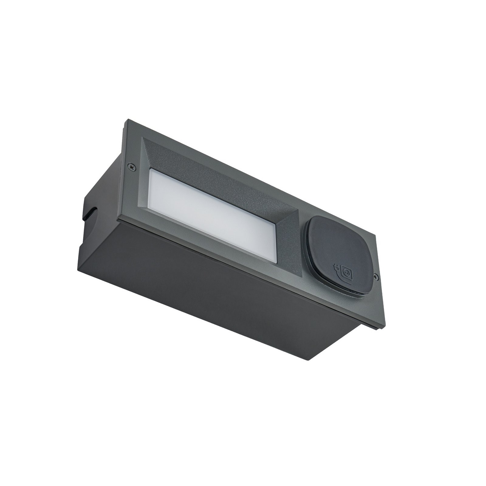 Lucande LED-Wandeinbaulampe Lachlain, anthrazit, Steckdose