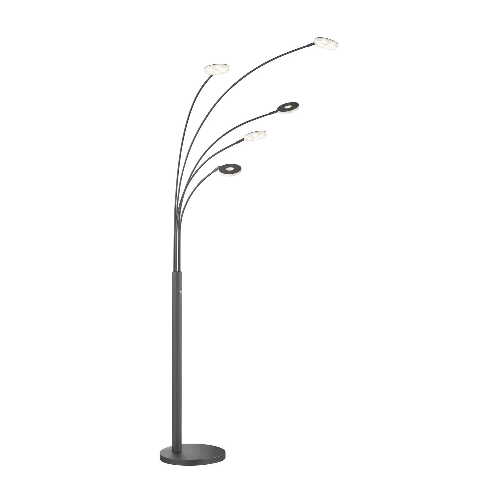 LED podna lampa Dent, crna, 225 cm, metalna, CCT, 5 žarulja.