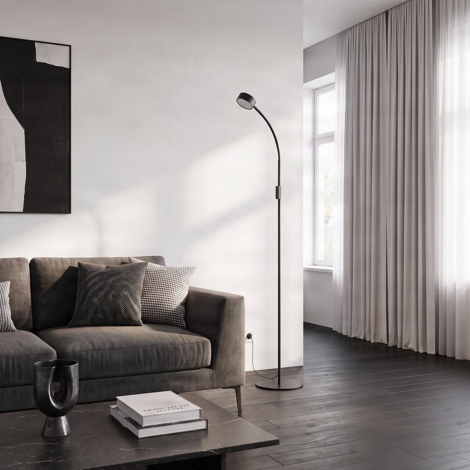 Lindby LED-Stehleuchte Maori, 140 cm, μαύρο, CCT, ρυθμιζόμενο Lindby LED-Stehleuchte Maori, 140 cm, μαύρο, CCT, ρυθμιζόμενο