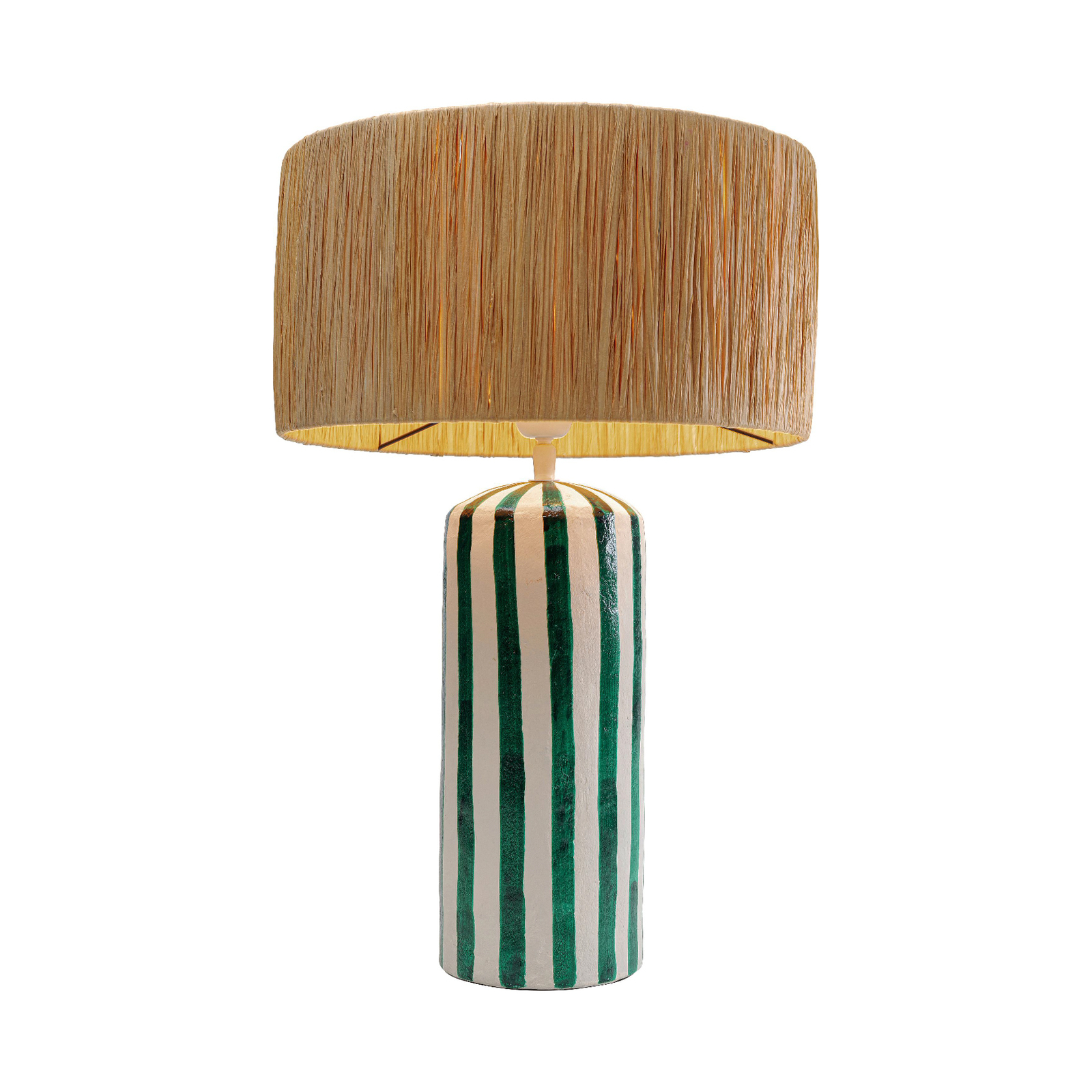 Kare Napels tafellamp, bruin, groen-wit, papier, hoogte 55 cm