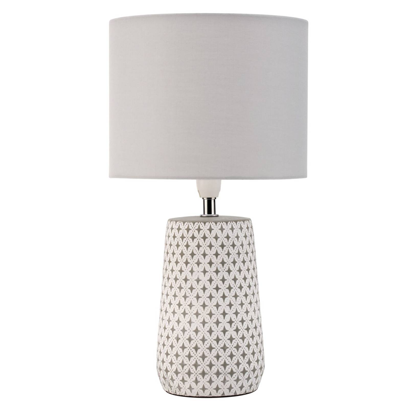 Pauleen Pretty Purity table lamp, concrete base, for Living / Dining Room, concrete, fabric, E14, 20 W, H: 36.5 cm